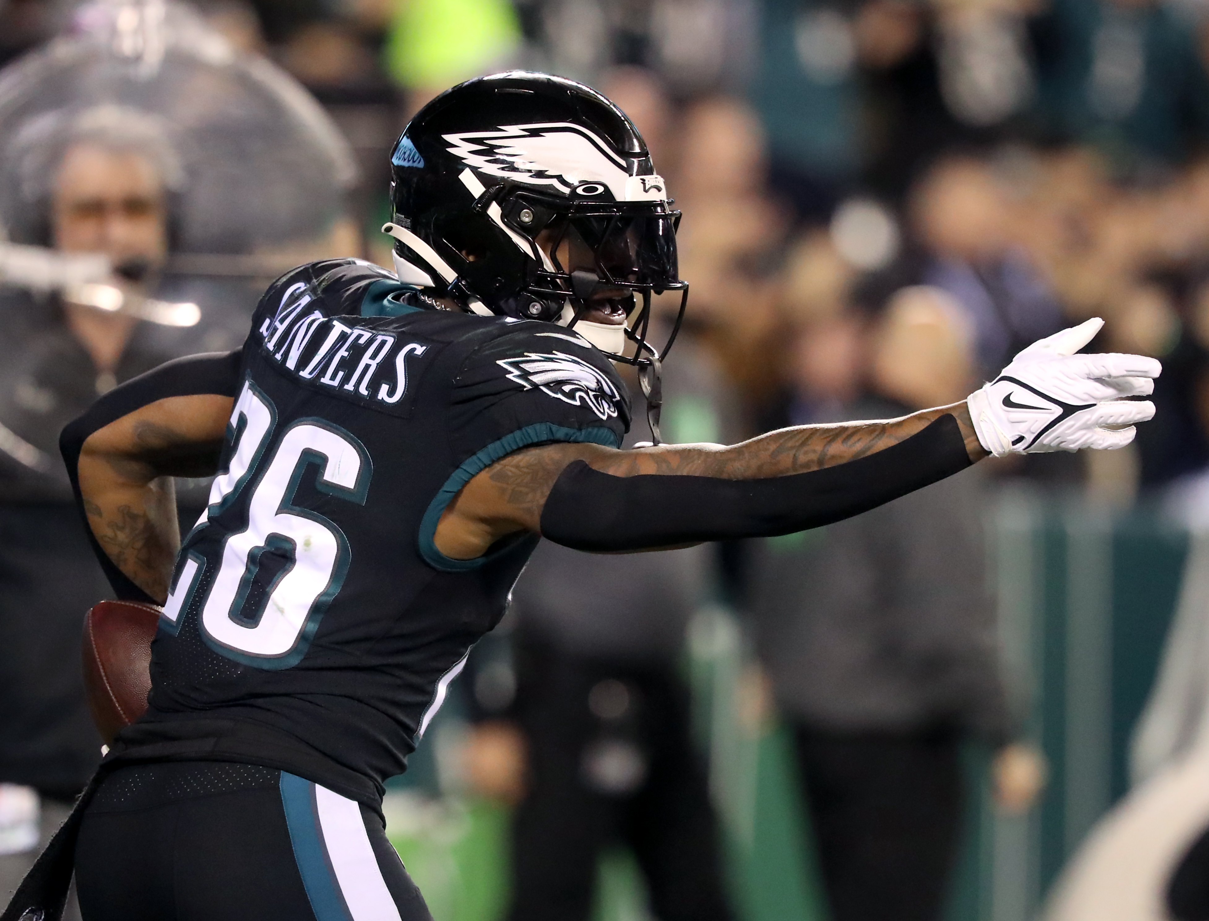 Philadelphia Eagles defensive end Brandon Graham (55) reacts during the NFL  football game against the Green Bay Packers, Sunday, Nov. 27, 2022, in  Philadelphia. (AP Photo/Chris Szagola Stock Photo - Alamy