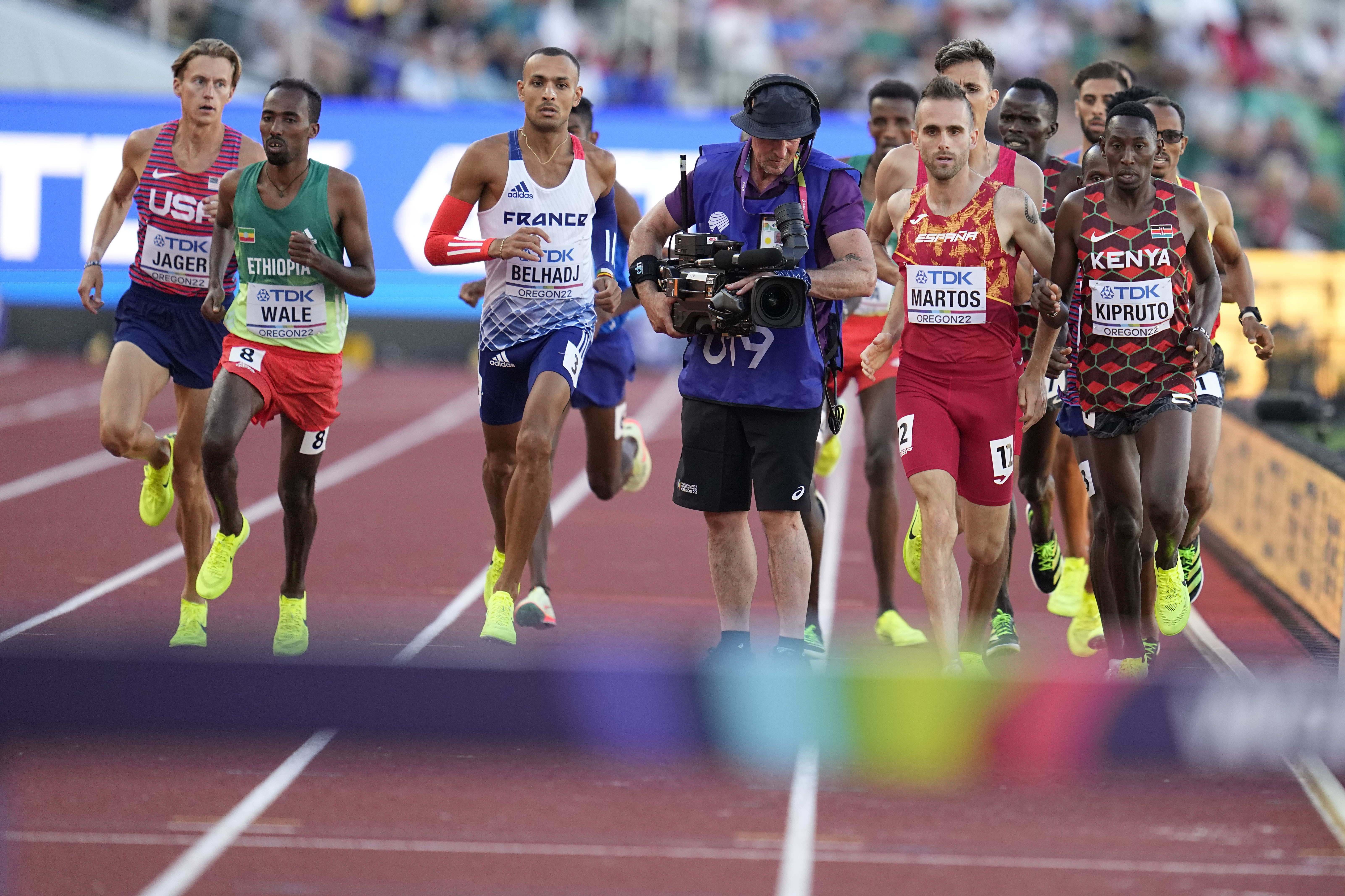At World Athletics Championships, a new obstacle in the steeplechase a cameraman