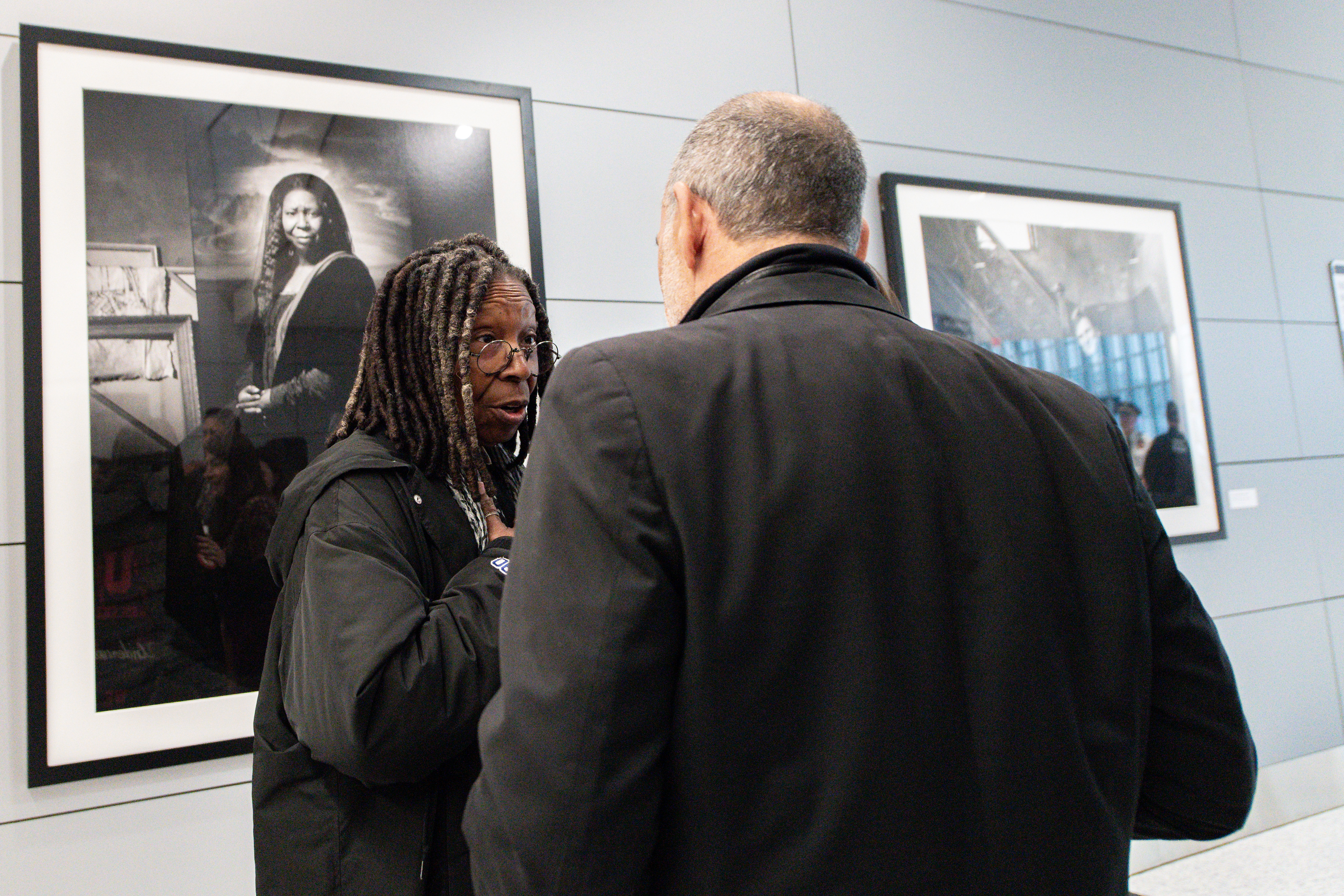 Actress/Comedian Whoopi Goldberg talks with Portraitist Timothy White at the opening of a photo exhibit called "What Exit: The Spirit of New Jersey: Photographs by Timothy White”, at Newark Liberty International Airport. Saturday, January 17, 2026