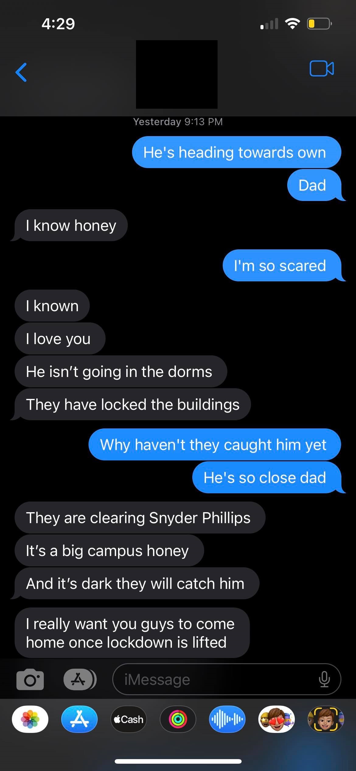 Emma Riddle texted her father, roommate and friend while hiding from ...