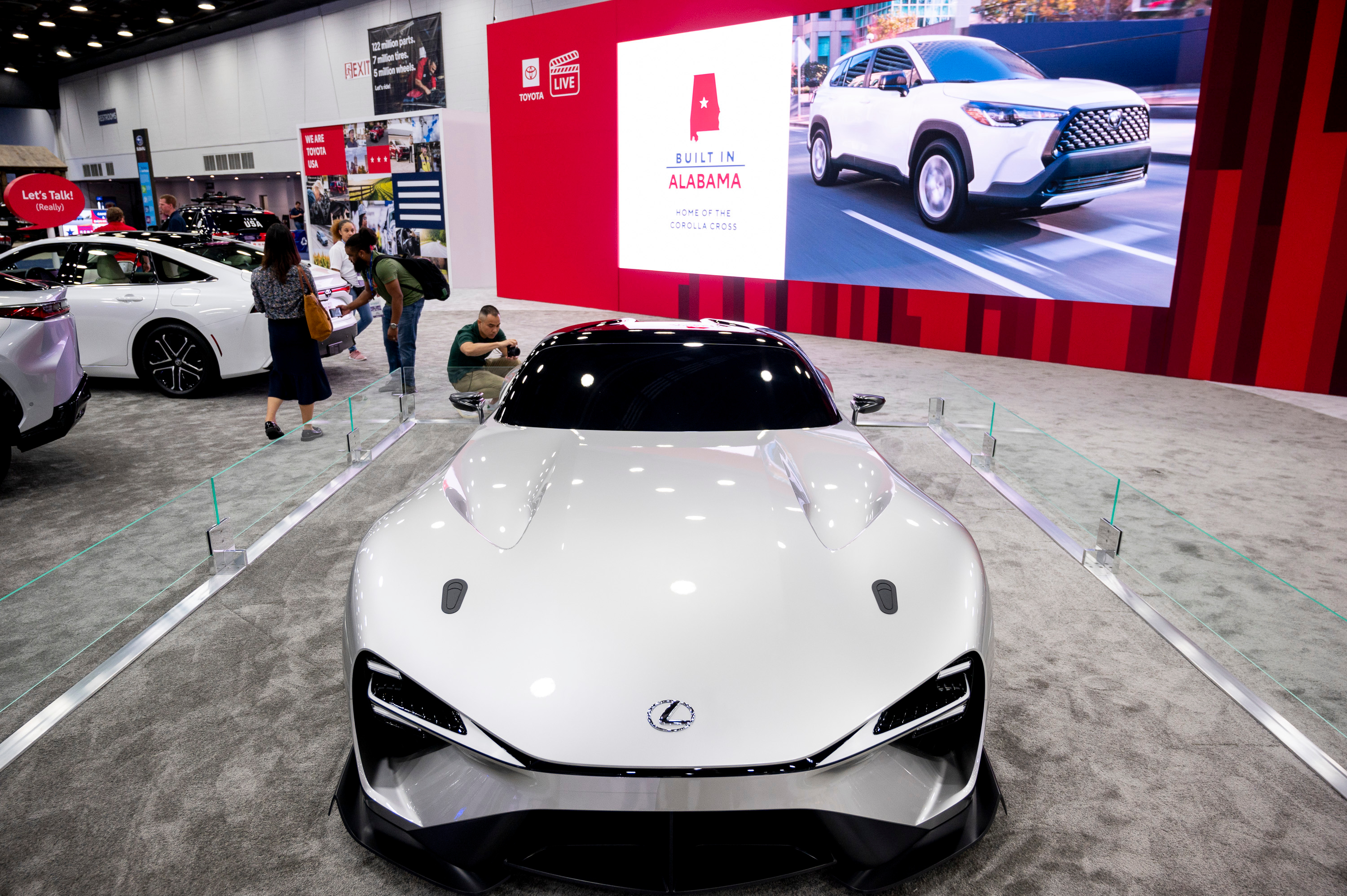 A Lexus electric concept inspired by the LFA on display during the 2022 North American International Auto Show at Huntington Place in Detroit on Wednesday, Sept. 14 2022.