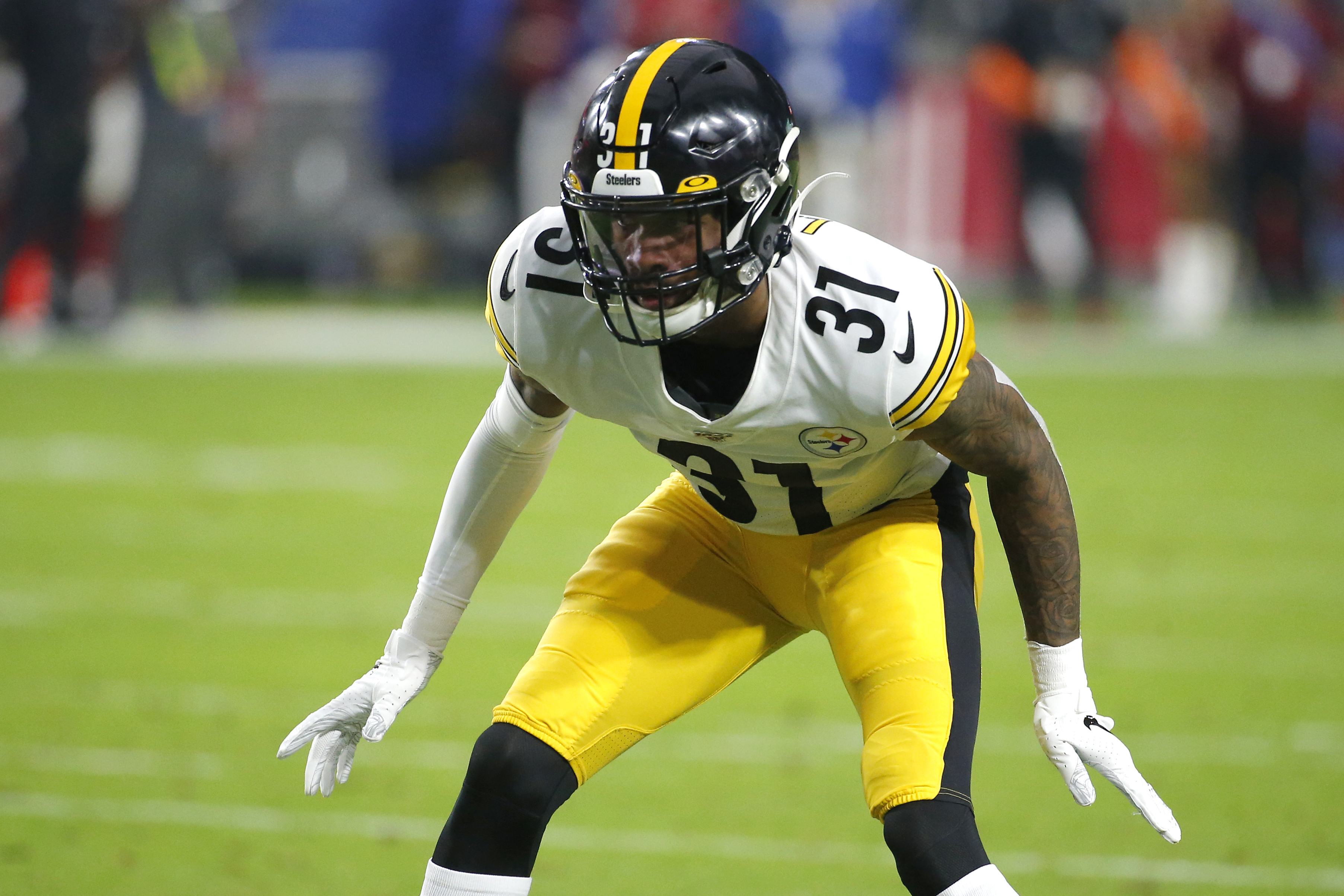 Pittsburgh Steelers cornerback Justin Layne (31) works out during