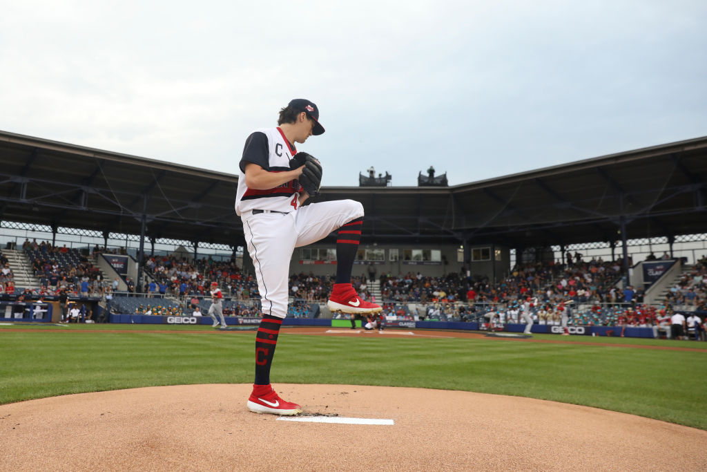 Cleveland Indians' Emmanuel Clase (48) delivers a pitch against the Los  Angeles Angels in the MLB LittleLeague Classic baseball game at Bowman  Field in Williamsport, Pa., Sunday, Aug. 22, 2021. (AP Photo/Tom