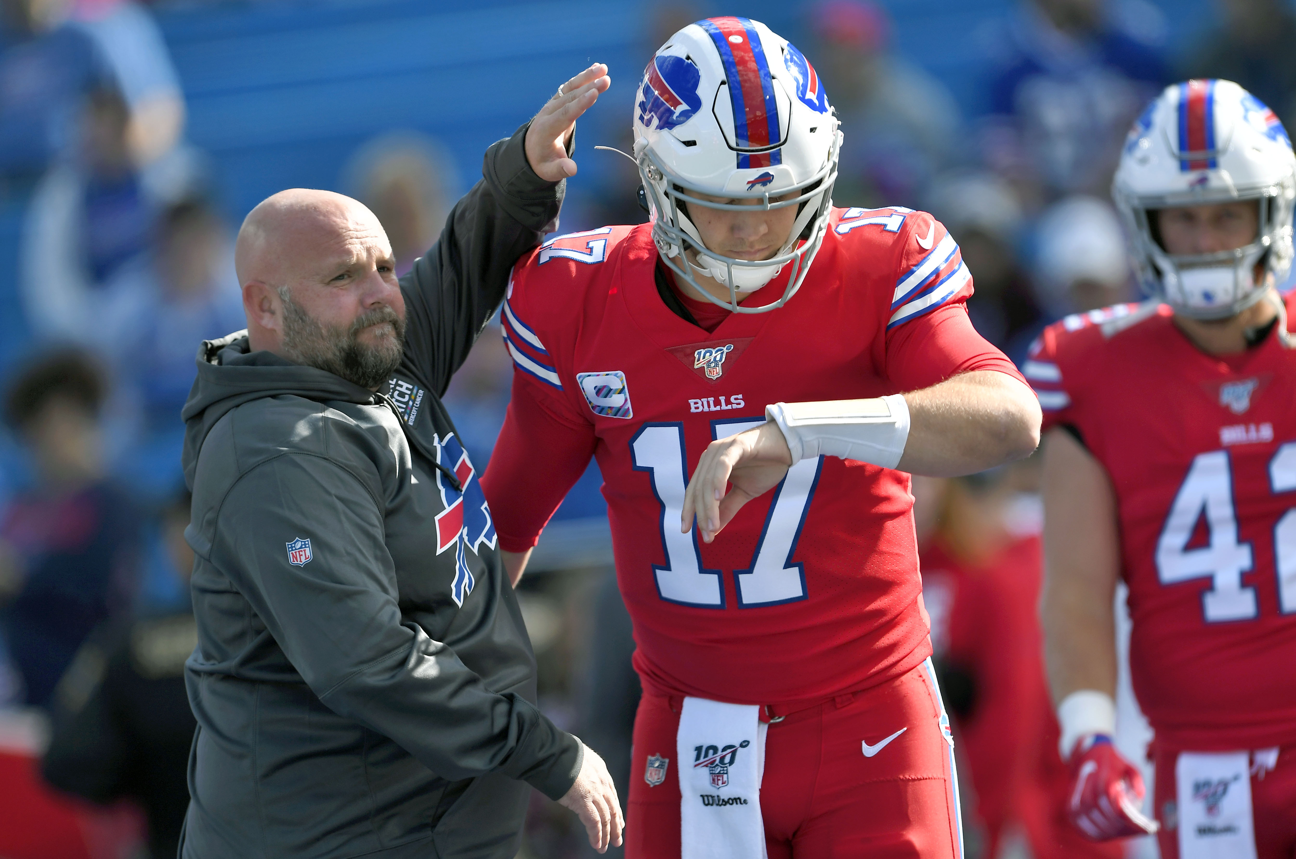 Buffalo Bills QB Josh Allen throws to kids in park