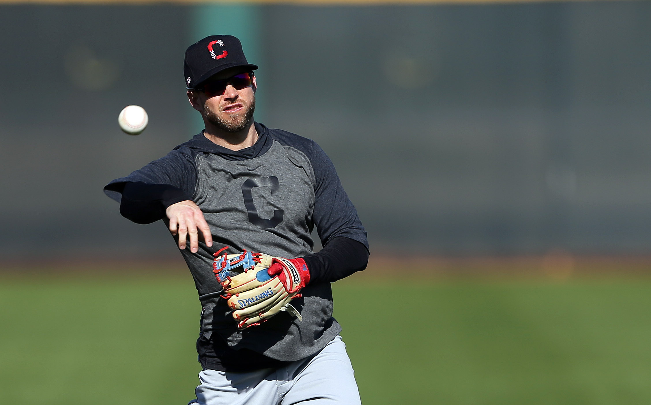 Cleveland Indians pitcher Carlos Carrasco throws live batting