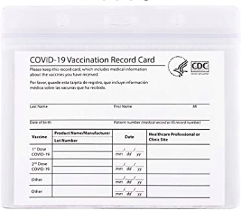 4 PACK CDC Vaccination Card horizontal holders with lanyards