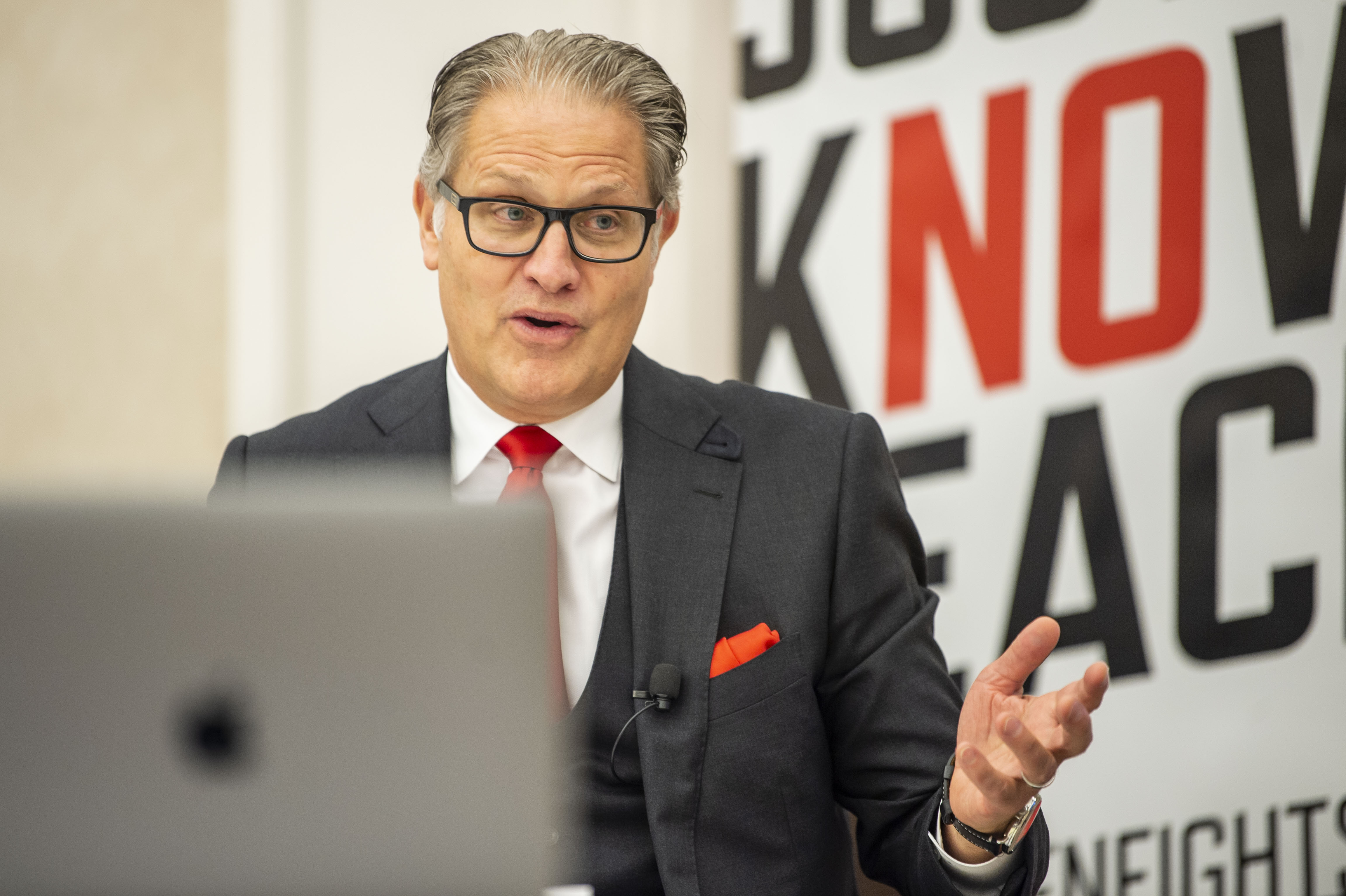 Attorney Ven Johnson holds media briefing about the ongoing court