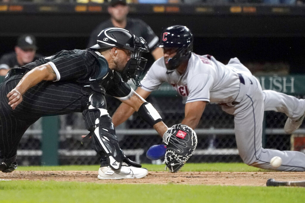 Josh Harrison of the Chicago White Sox catches a throw at second