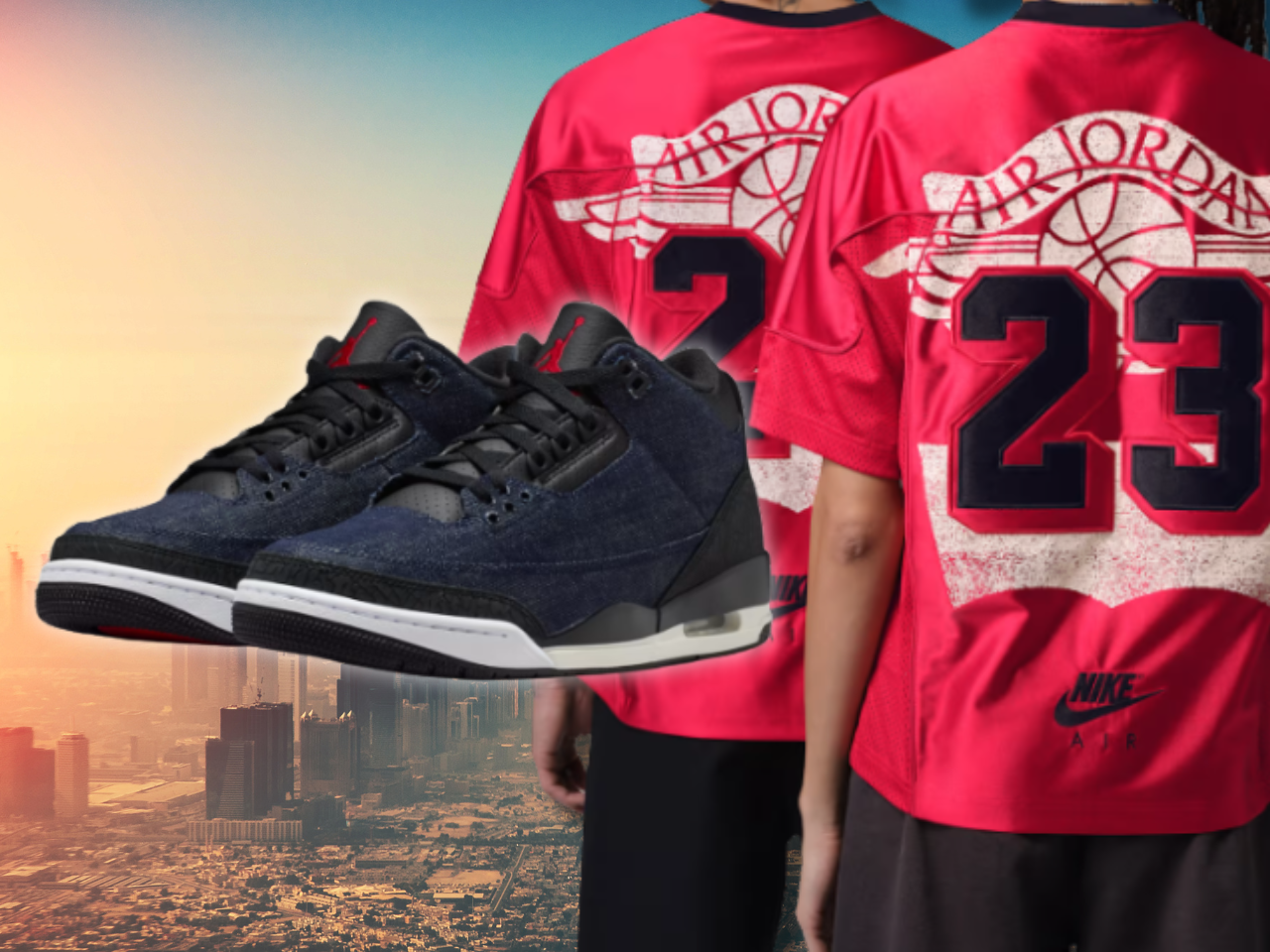 red jordan 3 on feet