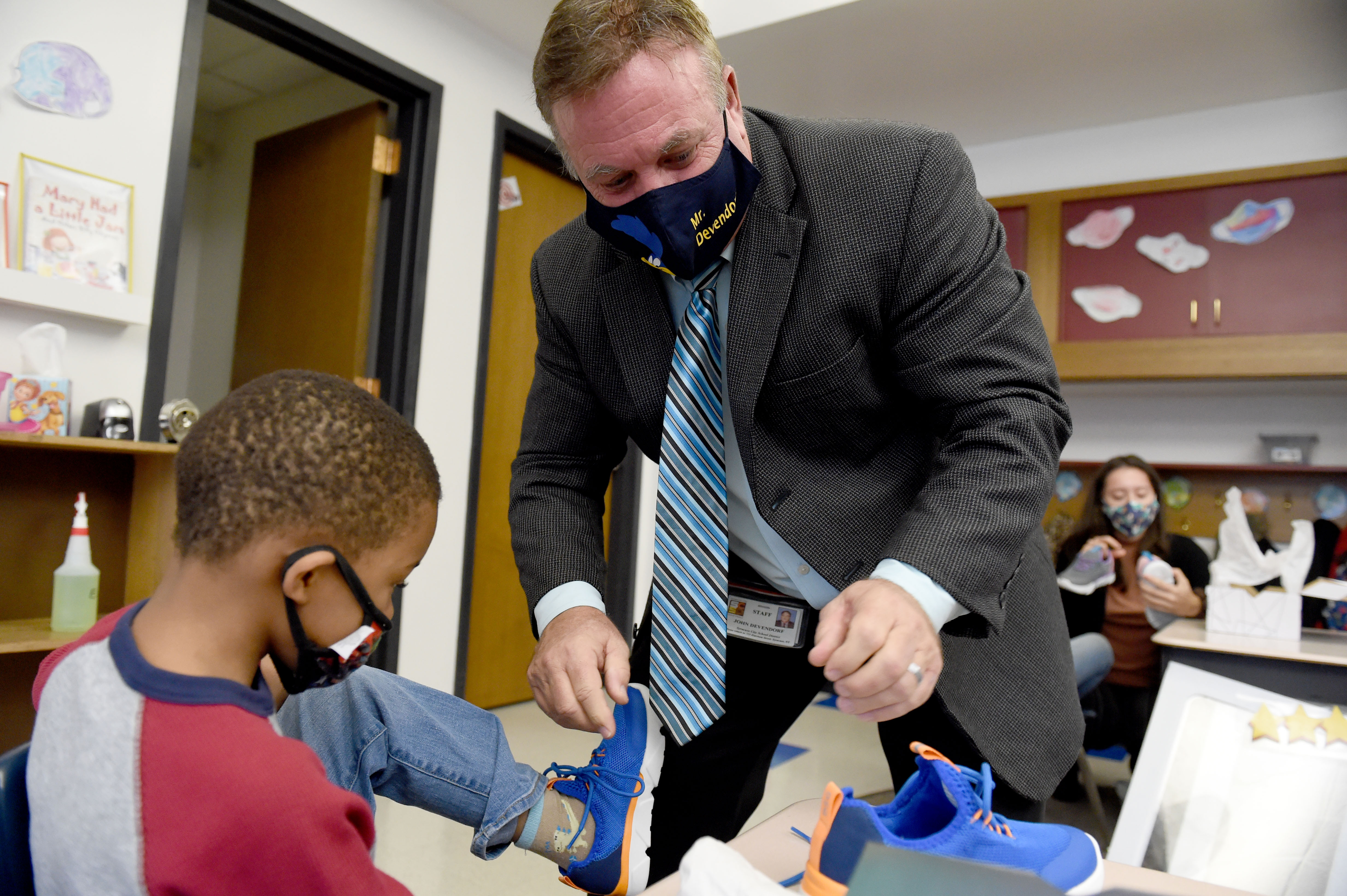 Roberts Elementary get new sneakers for great attendance during