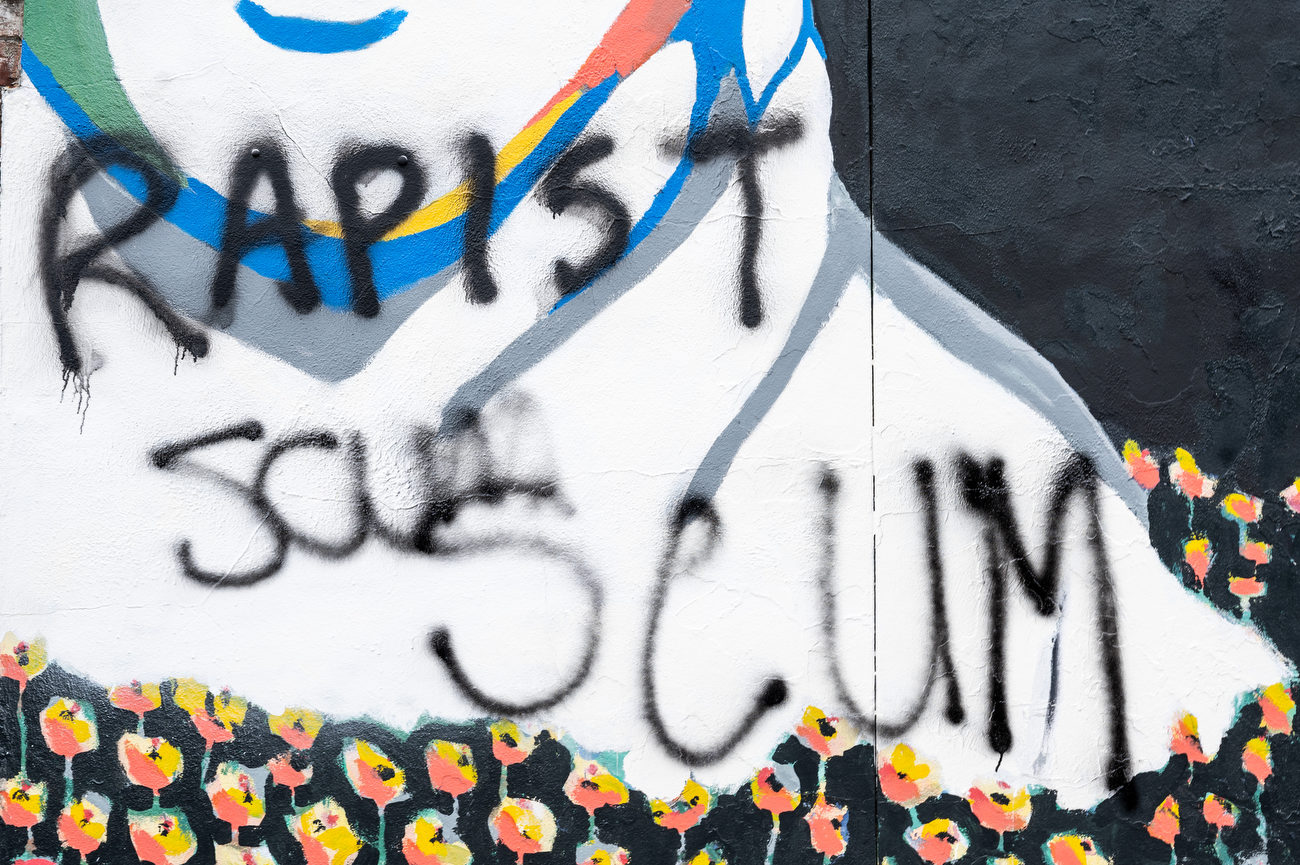 Mural featuring Woody Allen defaced again in Ann Arbor