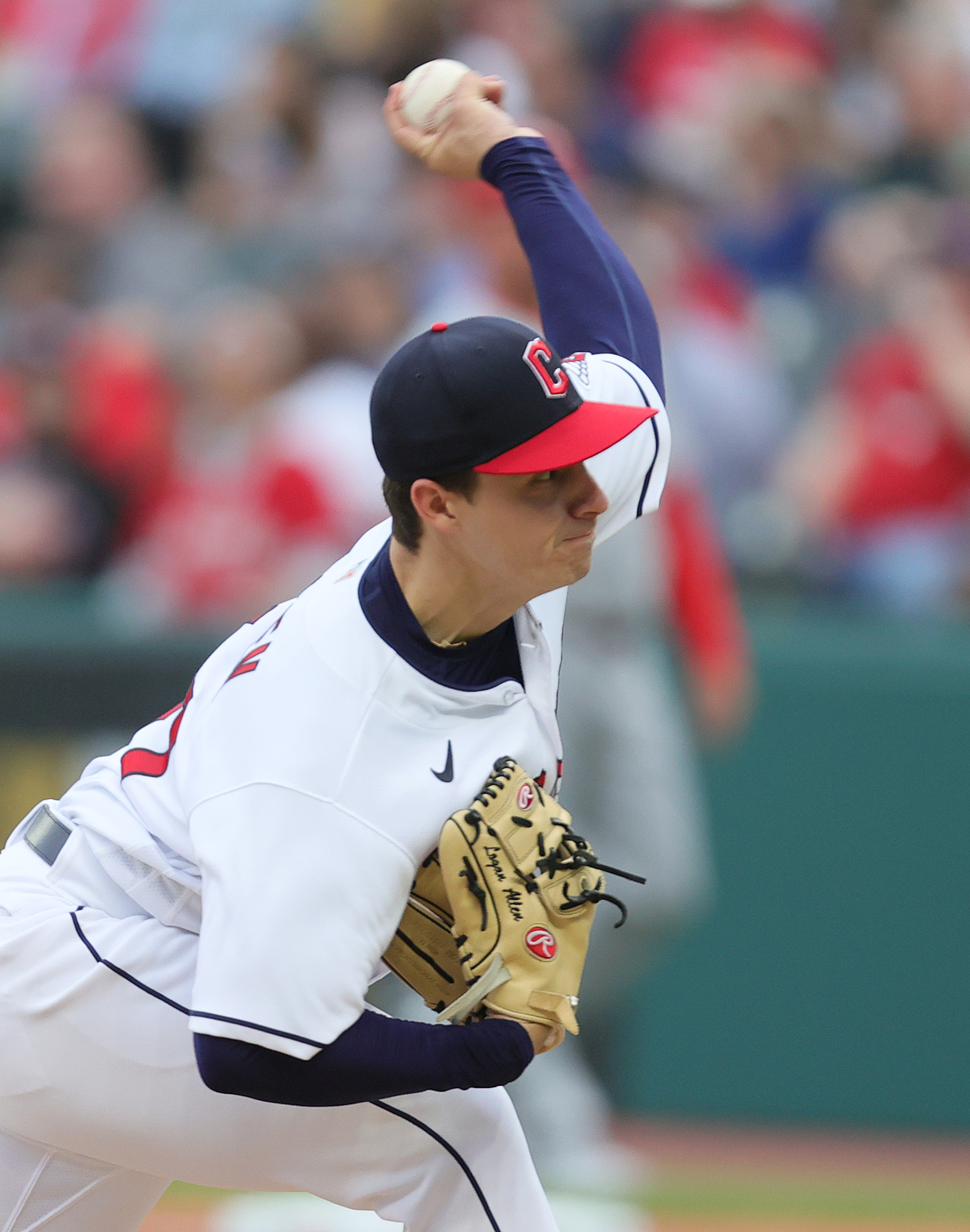 Cleveland, United States. 13th May, 2023. CLEVELAND, OH - Cleveland  Guardians left fielder Steven Kwan (38) bats during a Major League Baseball  game against the Los Angeles Angels on May 13, 2023