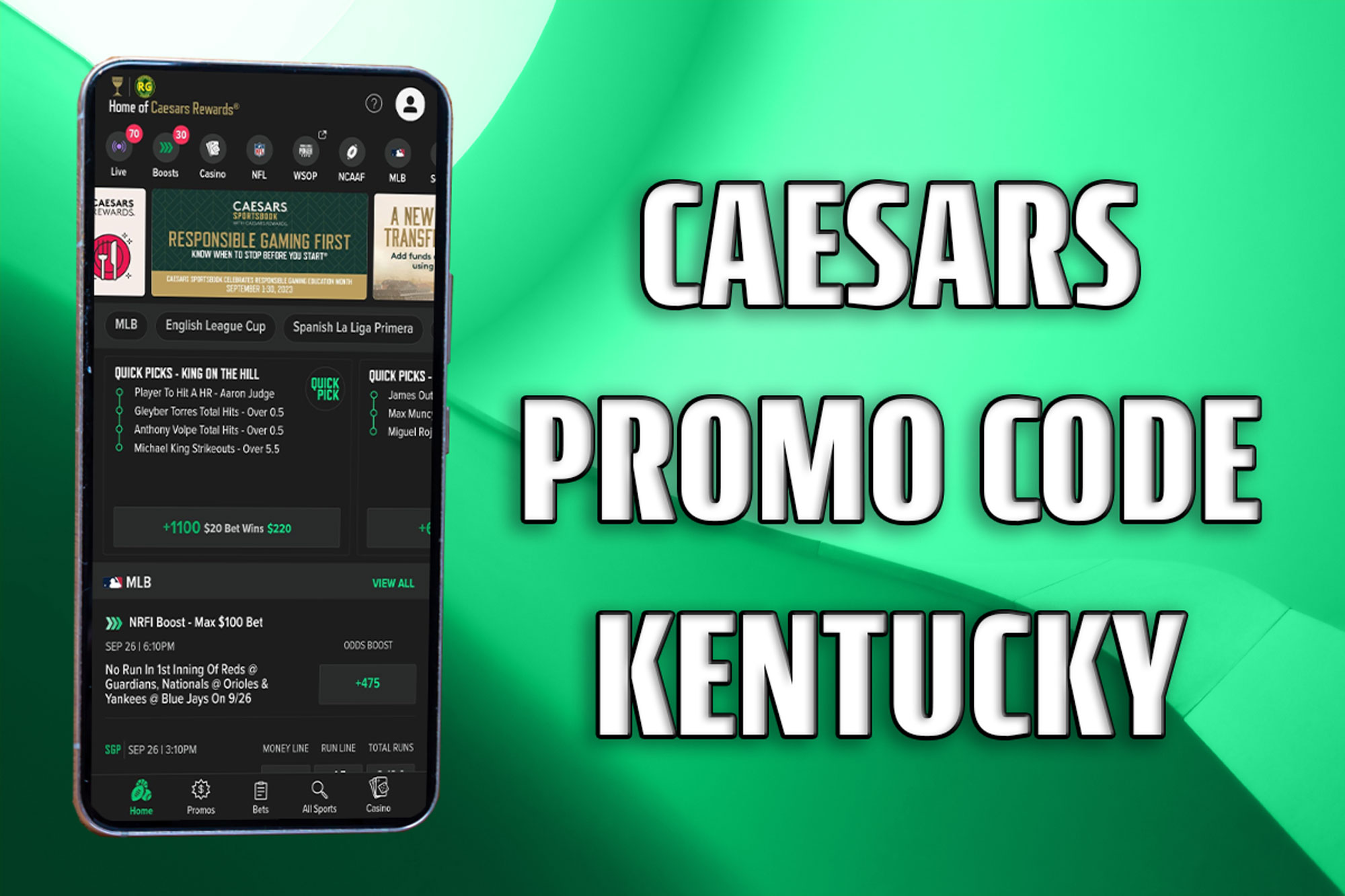 Caesars Kentucky Promo Awards $250 Guaranteed for Betting ANY NFL Game Today