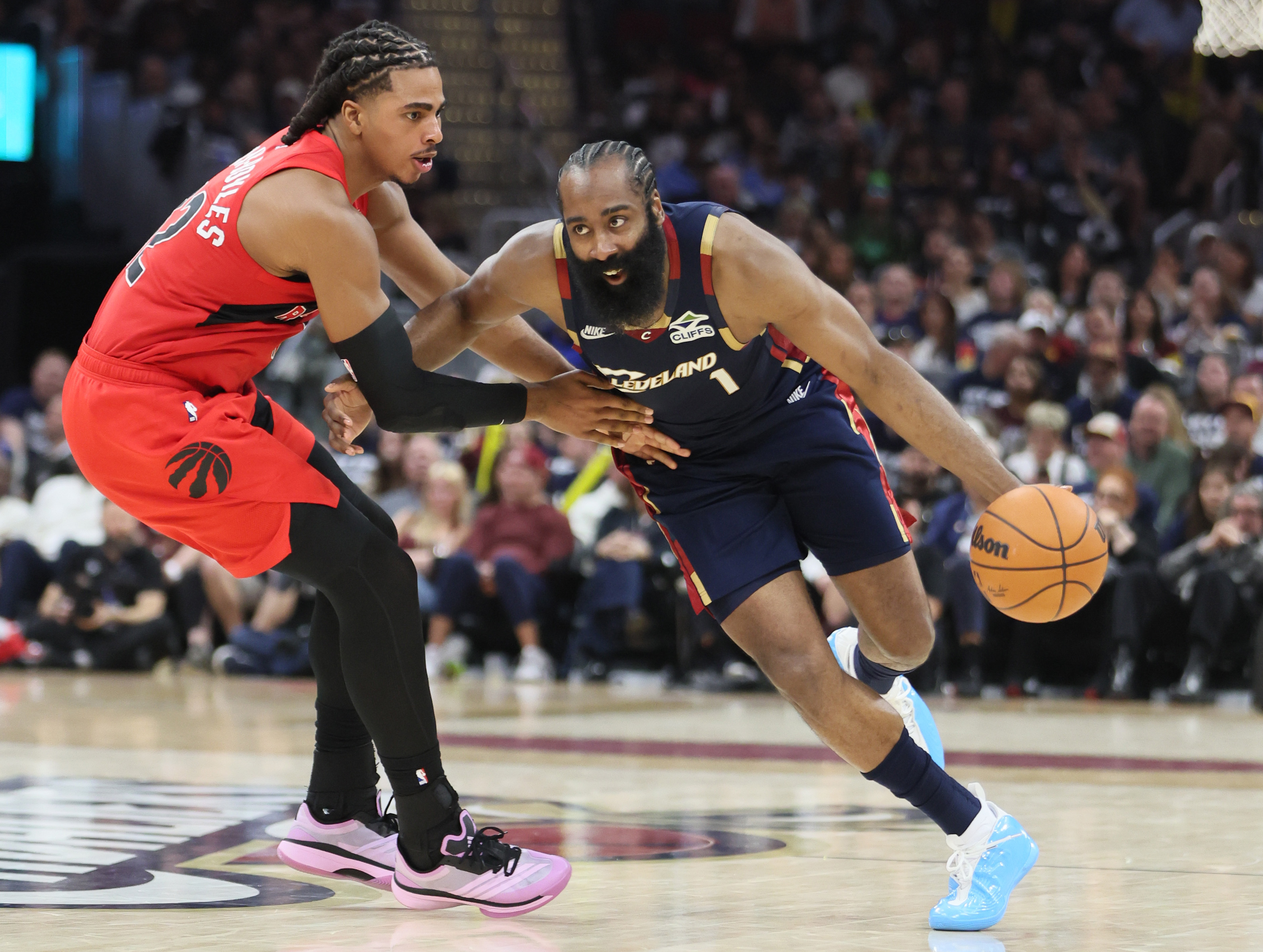Cleveland Cavaliers vs. Toronto Raptors in game 1 of the first round of ...