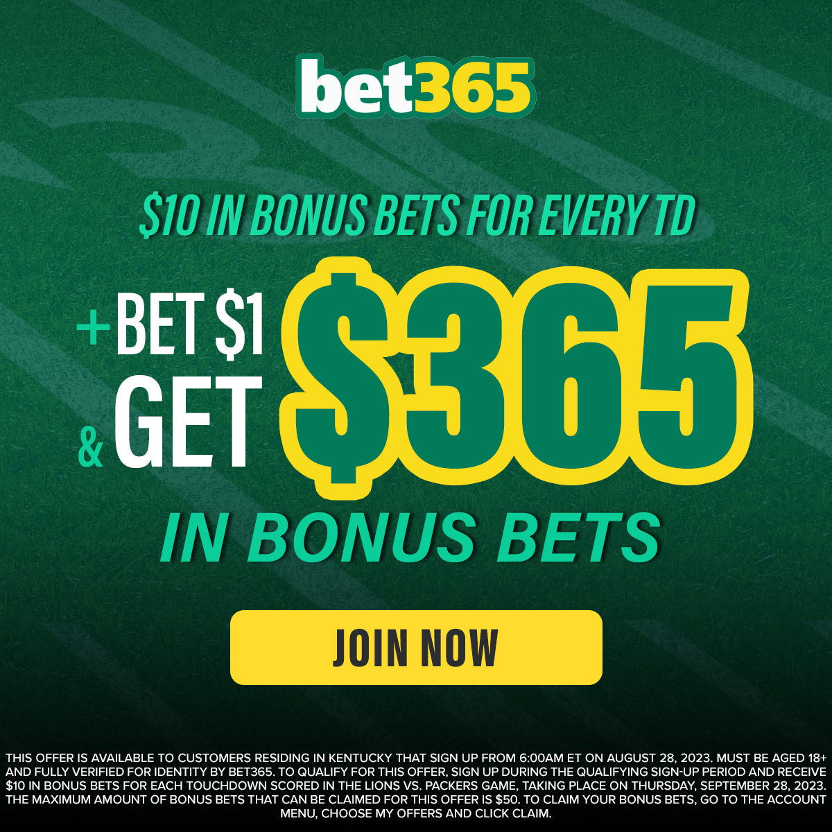 $365 bet365 Kentucky Promo Code THELINESKY: Just Bet $1!