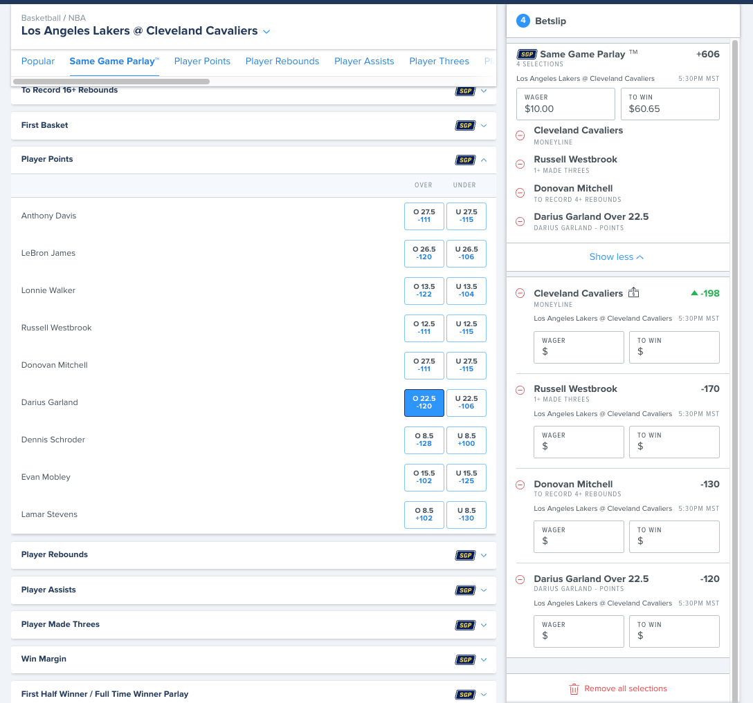 Outlier » How To Improve Your Chances Of Winning An NBA Same Game Parlay