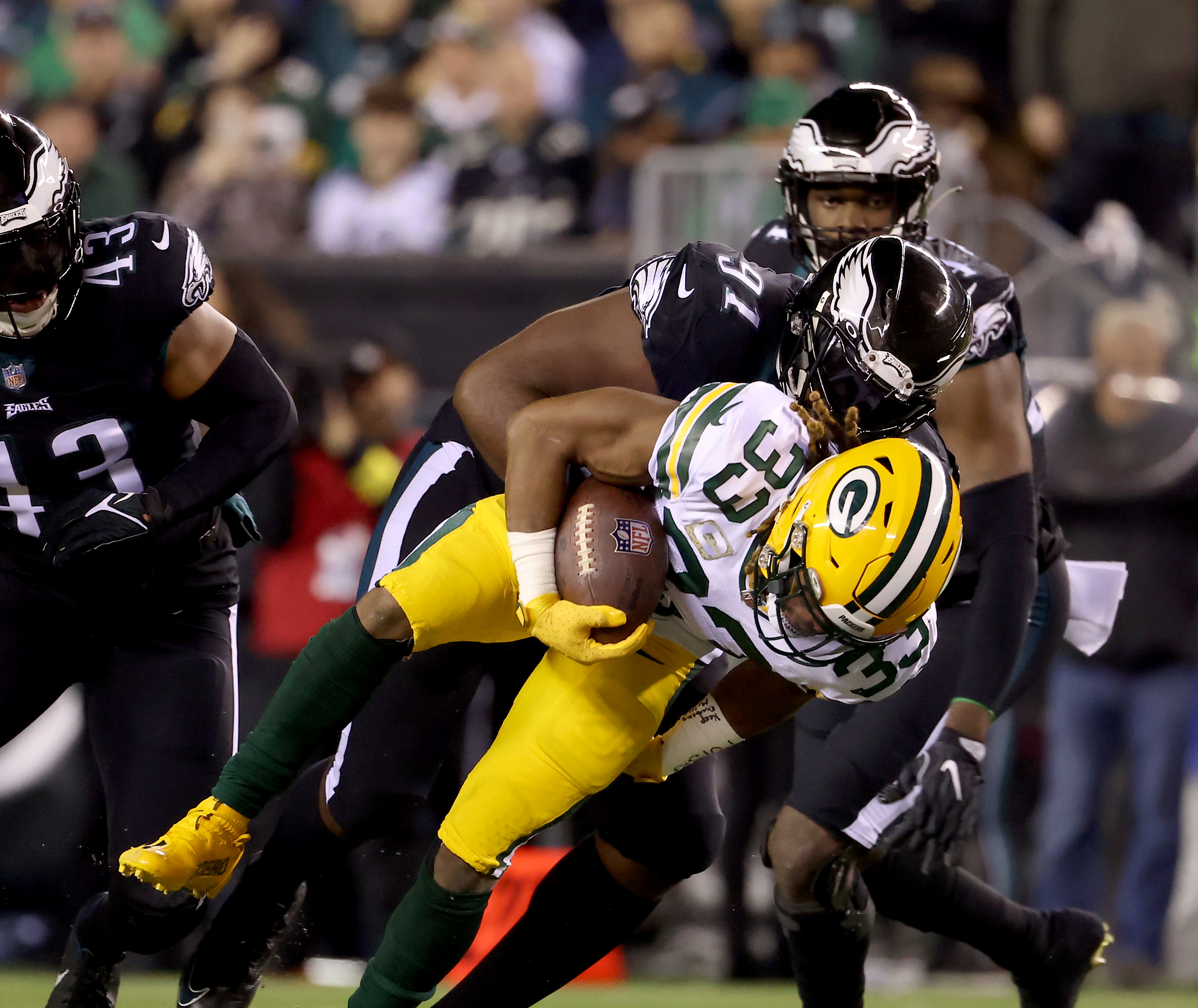 Philadelphia Eagles defensive end Brandon Graham (55) reacts during the NFL  football game against the Green Bay Packers, Sunday, Nov. 27, 2022, in  Philadelphia. (AP Photo/Chris Szagola Stock Photo - Alamy