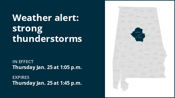 A weather watch for severe thunderstorms has been issued for Jefferson and Shelby counties Thursday afternoon