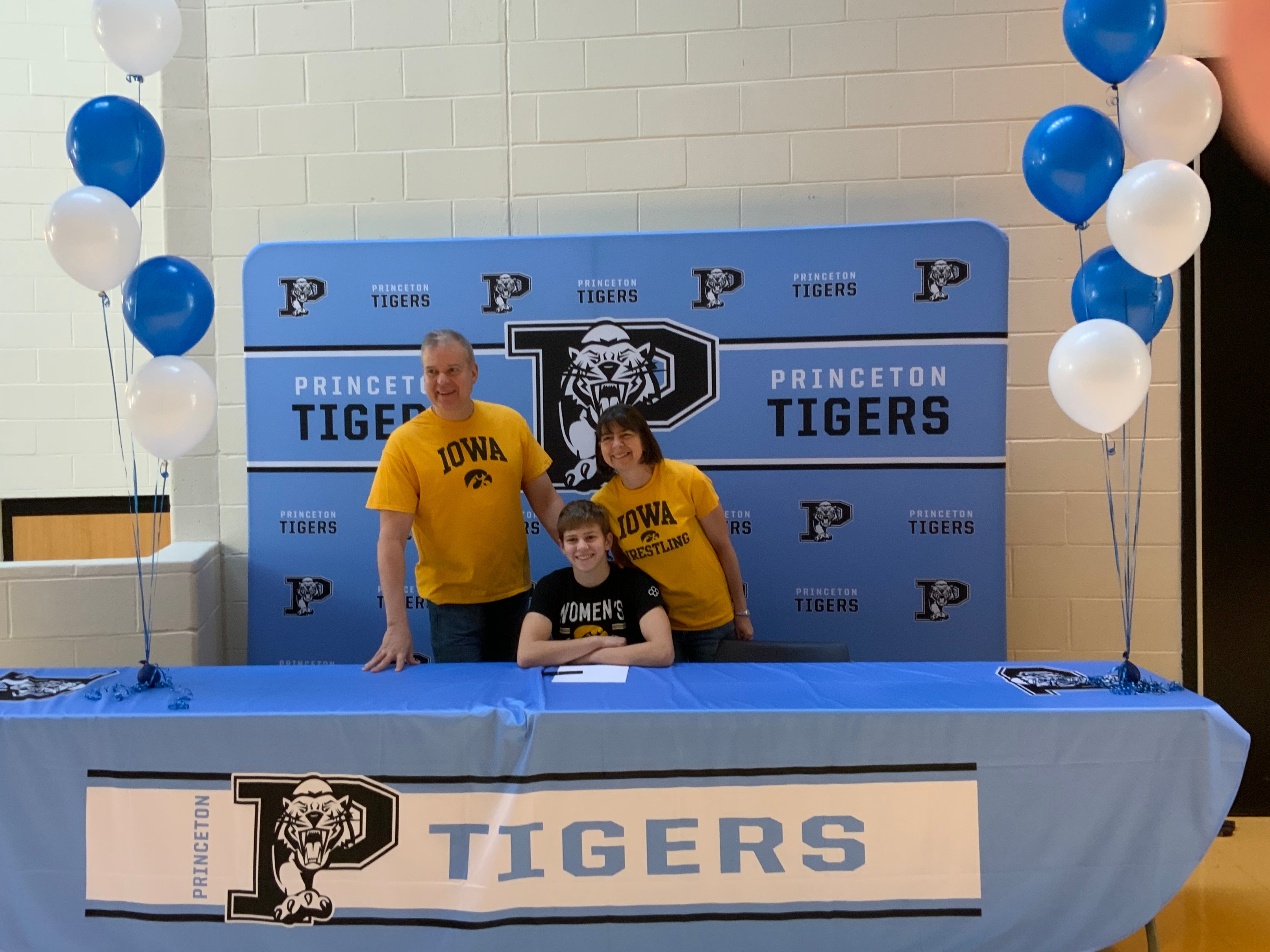 Princeton High School Student Athlete Ava Rose will be attending the University of Iowa for Woman’s Wrestling. In this photo Ava is accompanied by her parents Helen and Bruce Rose.