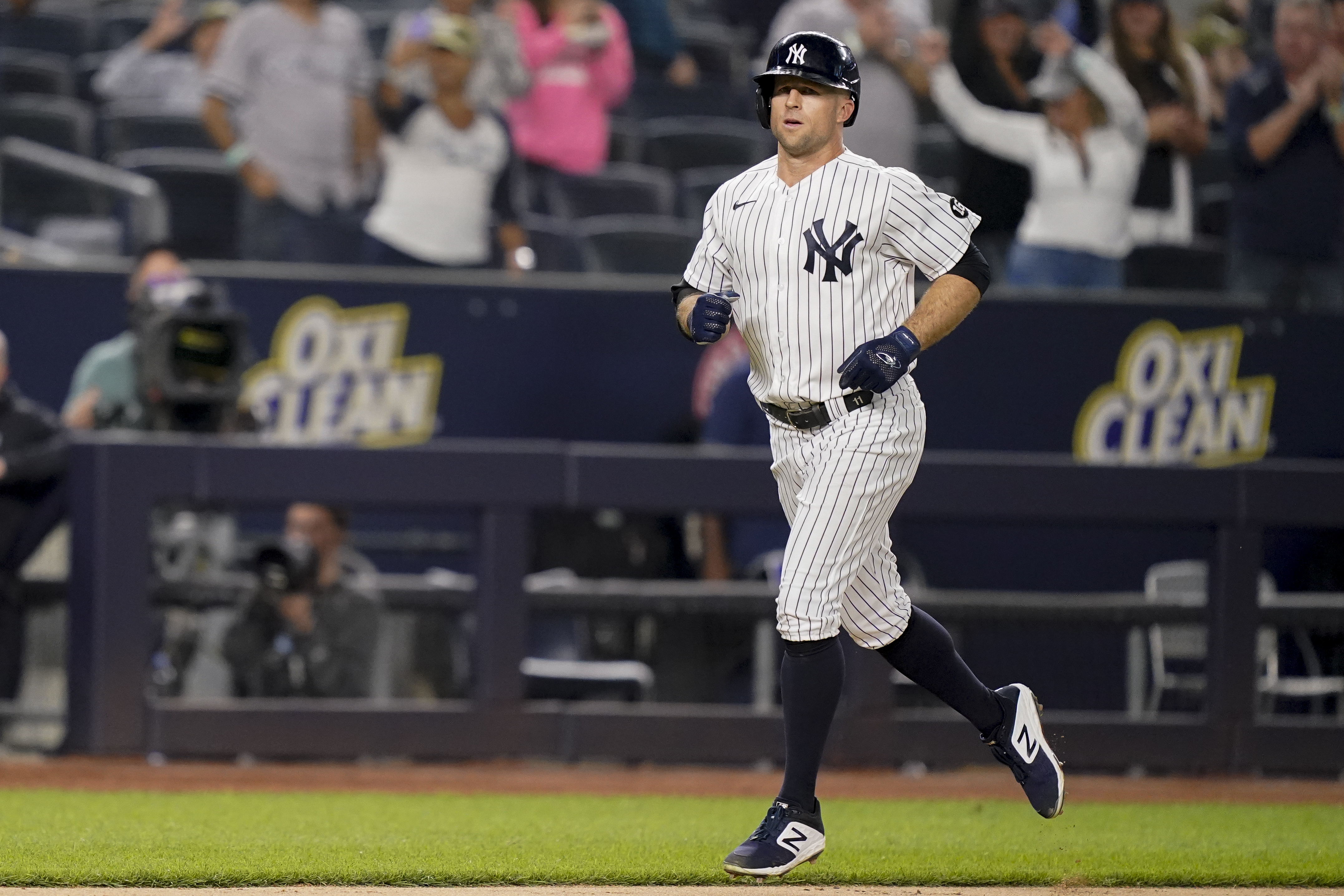 Joey Gallo, Brett Gardner and Aaron Judge of the New York Yankees