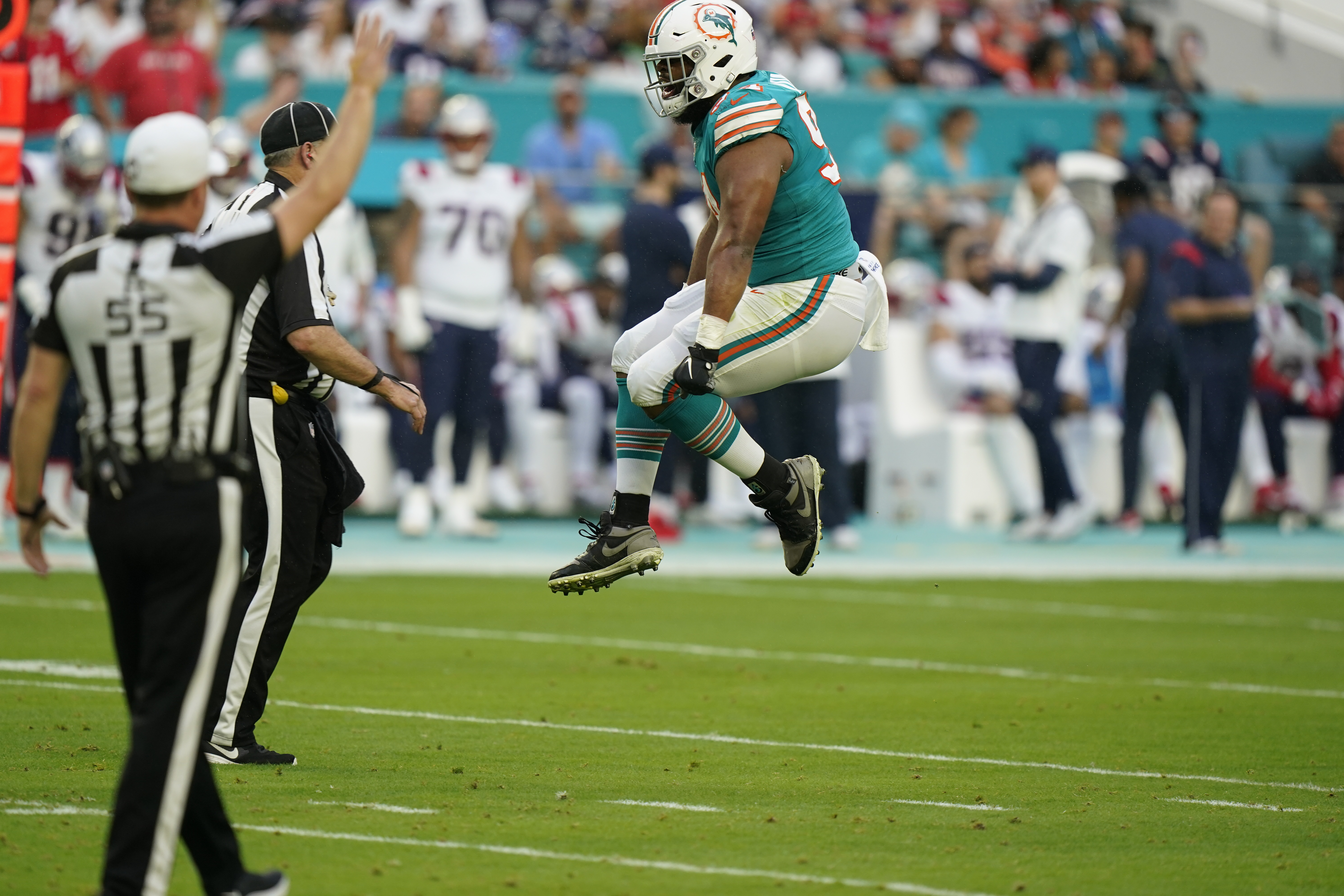 Miami Dolphins defensive tackle Christian Wilkins (94) during the second  half an NFL football game against the New England Patriots, Sunday, Sept.  12, 2021, in Foxborough, Mass. (AP Photo/Stew Milne Stock Photo - Alamy