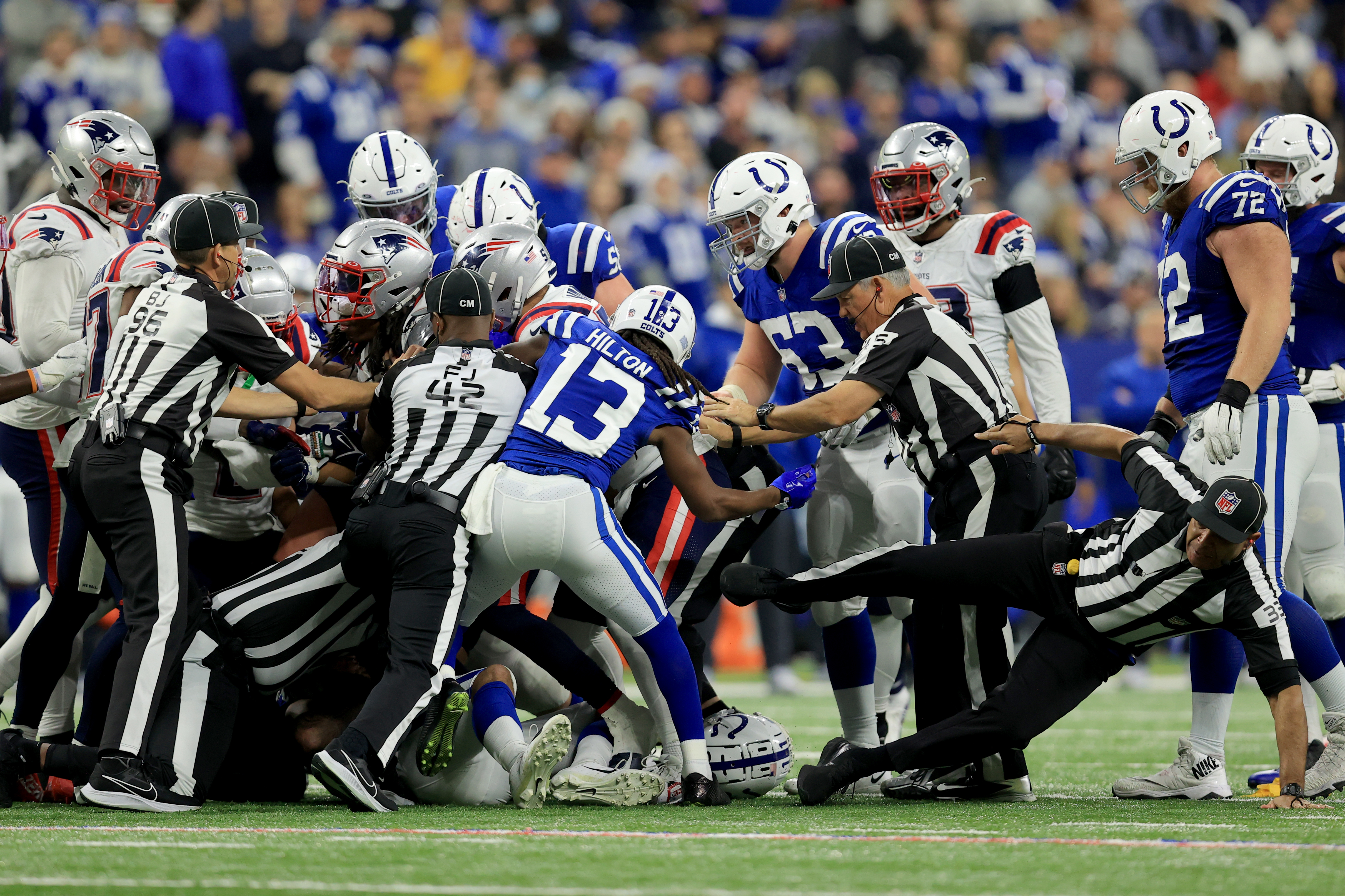 Patriots' Kyle Dugger, Colts' Michael Pittman ejected after in-game skirmish