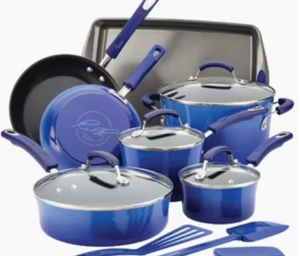 Rachael Ray Create Delicious Nonstick Hard-Anodized 11-Piece Cookware Set/BURGUNDY