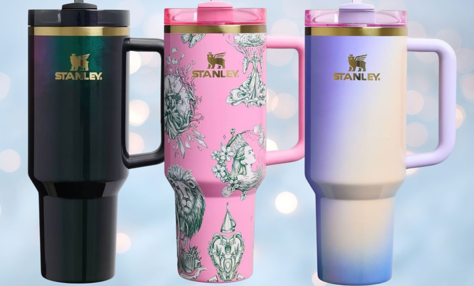 Stanley X Wicked For Good FlowState Quencher – Set De 7 Gourdes Isolantes 40 Oz, Modèle Glinda – Neuf Complet