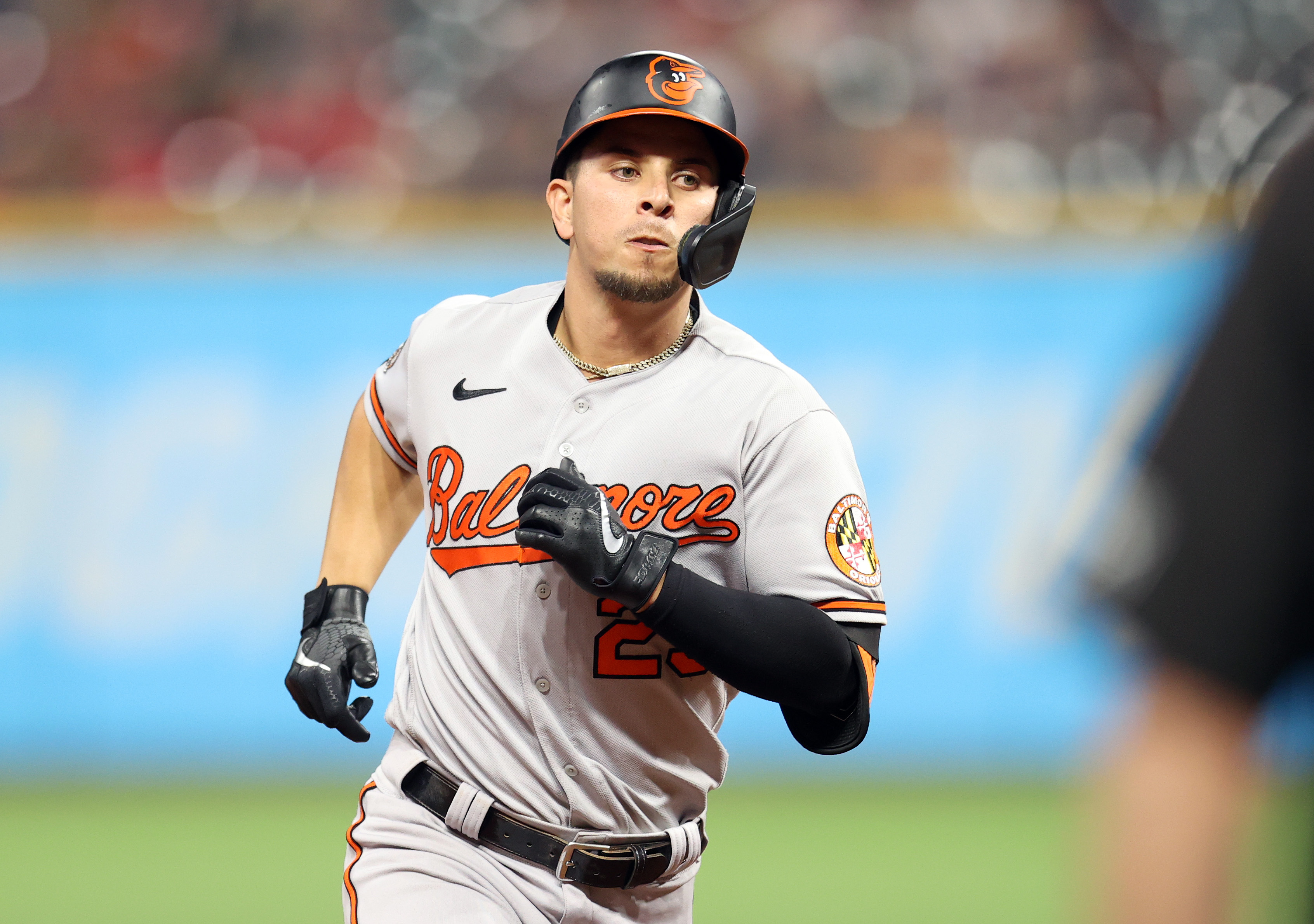 Baltimore Orioles' Jorge Mateo rounds the bases after hitting a