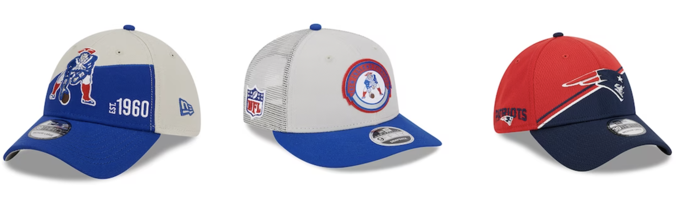 Men's New Era Cream/Royal England Patriots 2023 Sideline Historic Low Profile 59FIFTY Fitted Hat