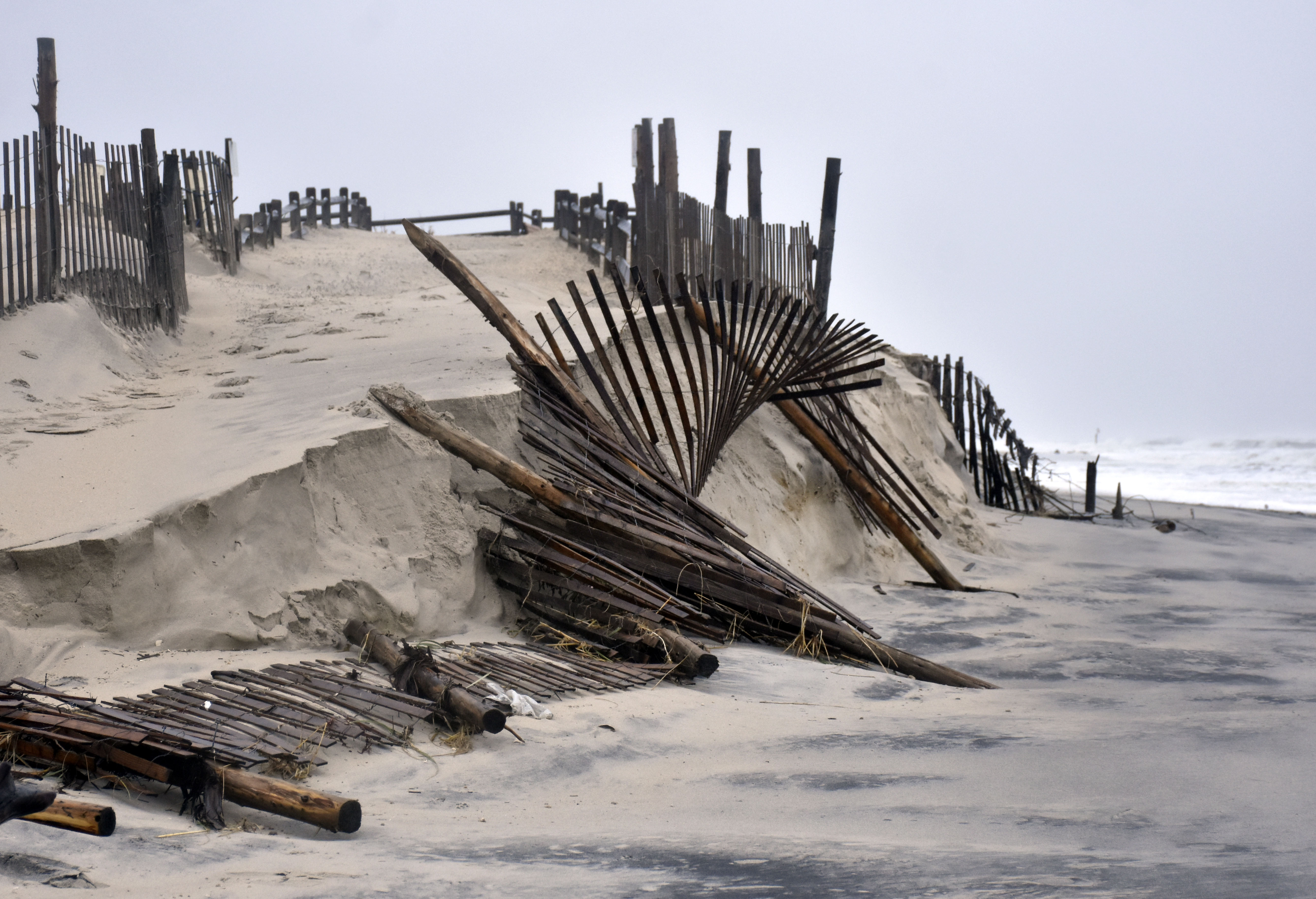 Rough surf caused by the remnants of Hurricane Ian damages beaches on