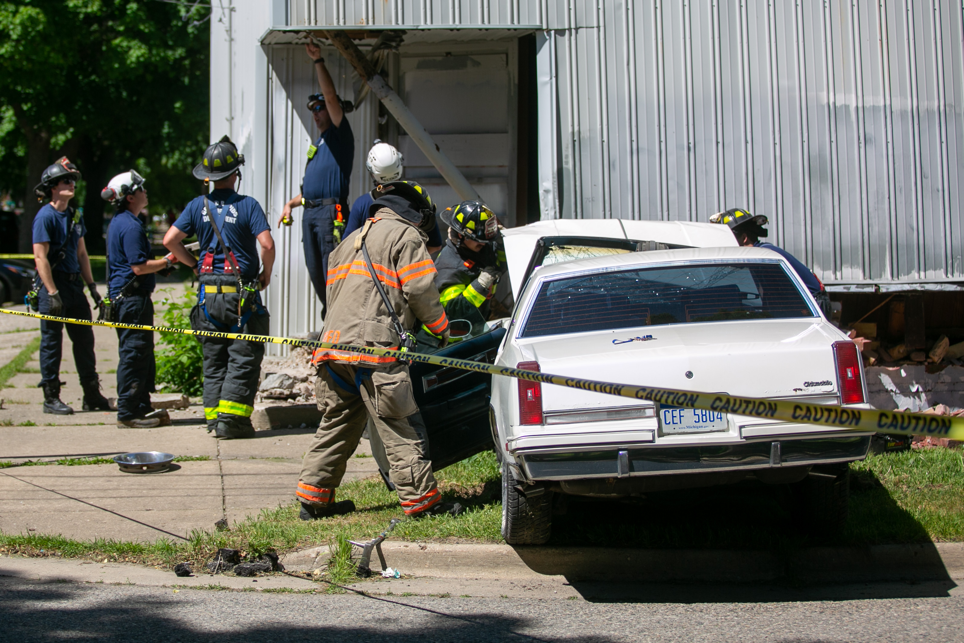 Stolen vehicle crashes into building after police pursuit - mlive.com