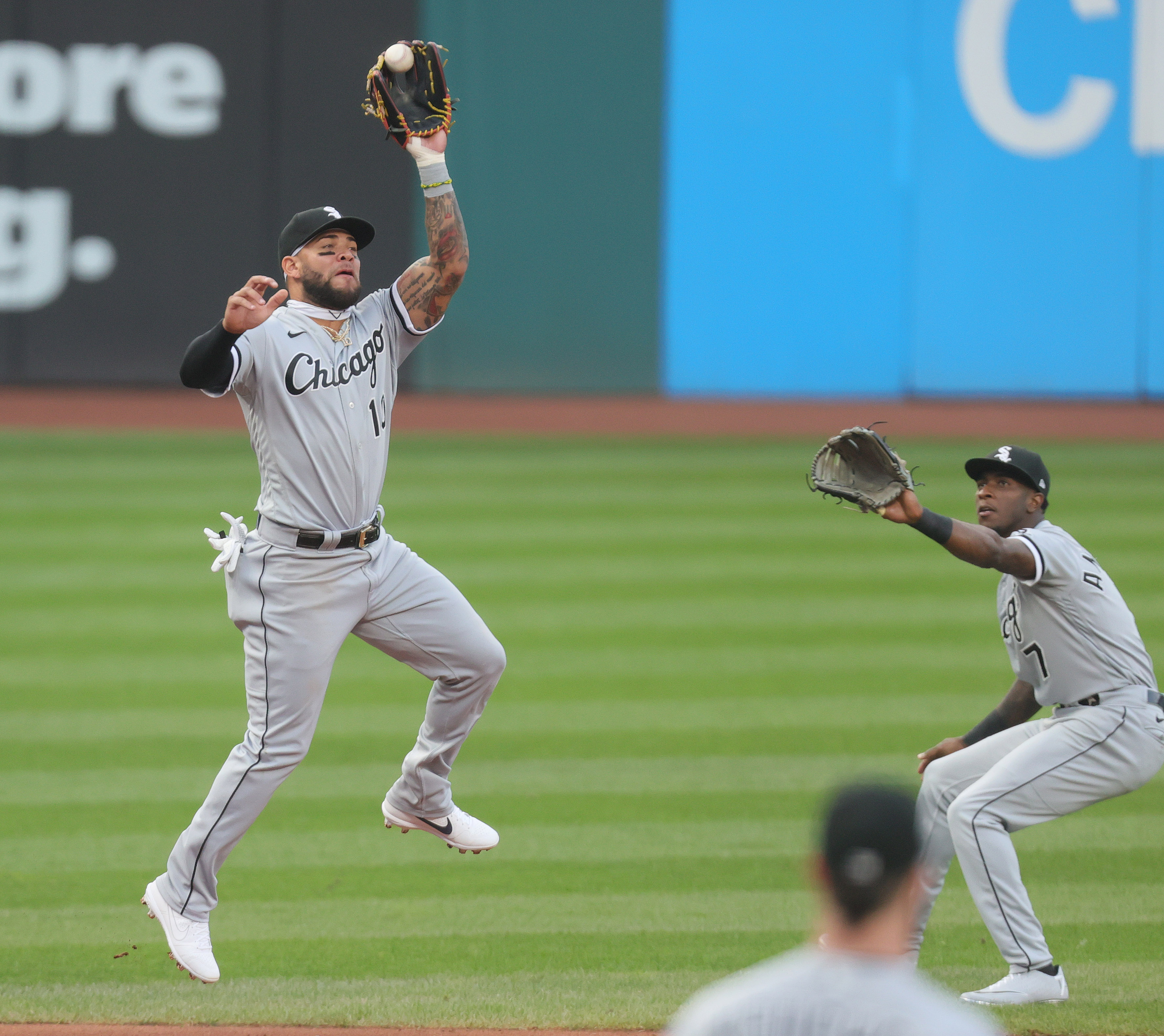 The cleats of Chicago White Sox third baseman Yoan Moncada are