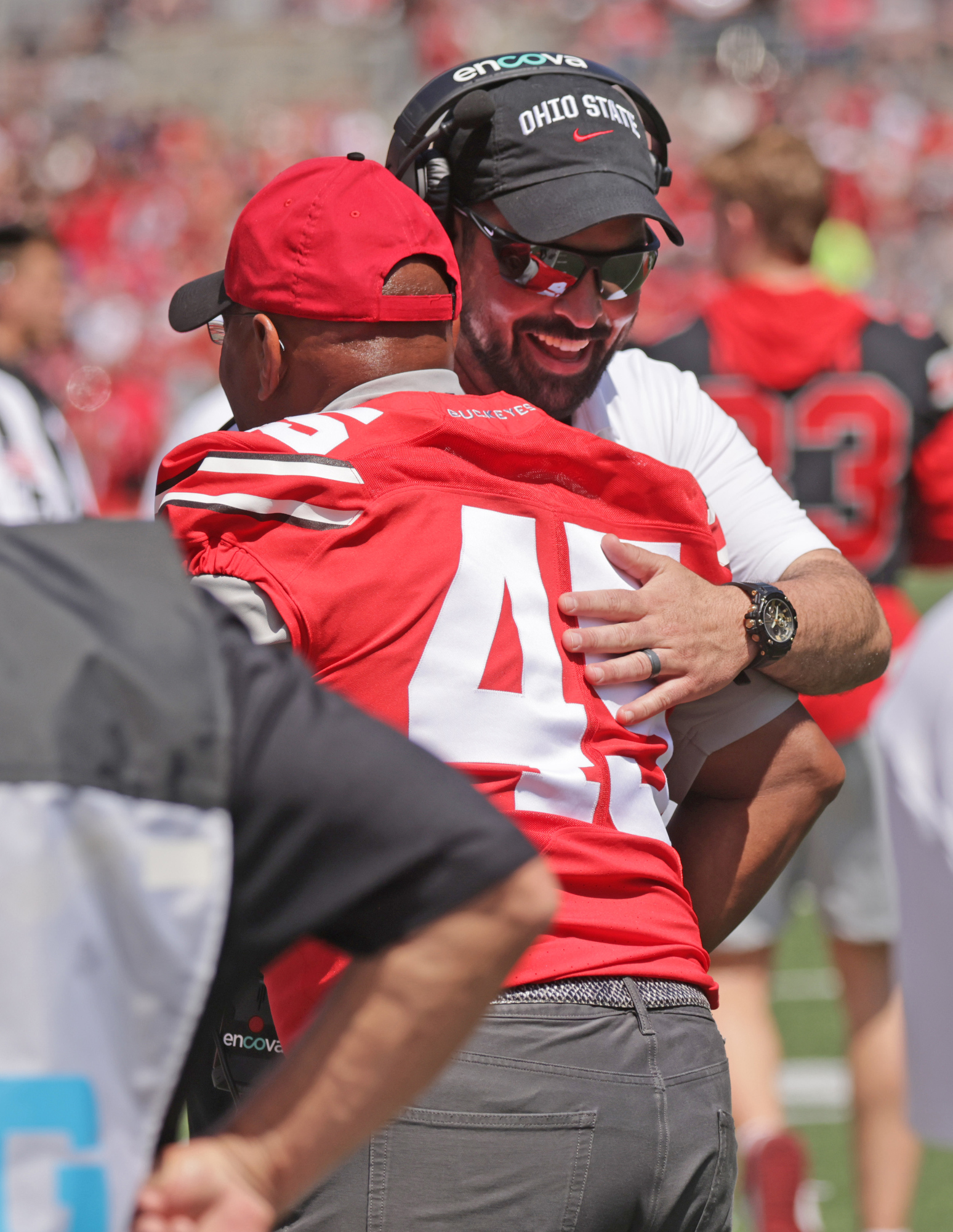 Ohio State football great Archie Griffin runs for a touchdown in the  Buckeyes' spring game 