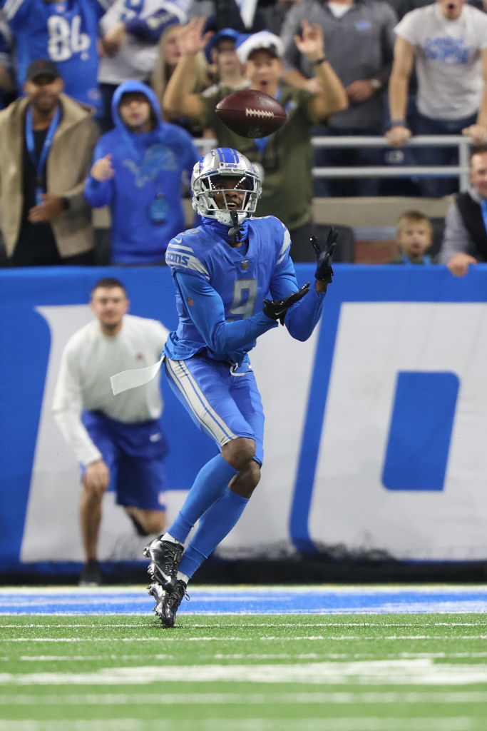 New York Jets cornerback D.J. Reed (4) breaks up a pass intended for  Detroit Lions wide receiver Jameson Williams (9) during a NFL game on  Sunday, Dec. 18, 2022 in East Rutherford