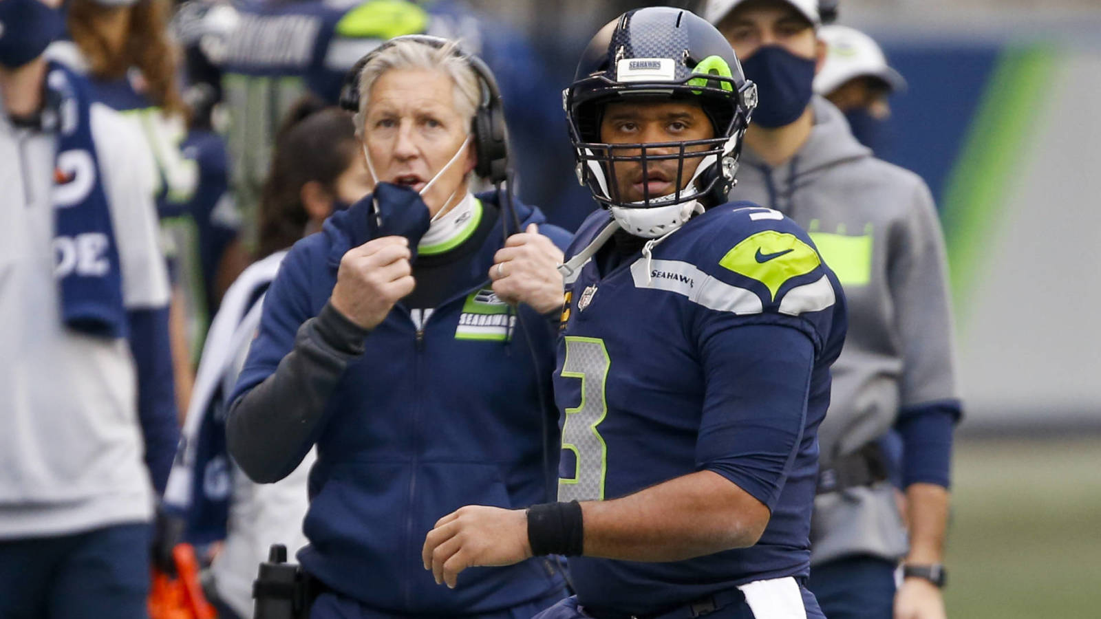 Russell Wilson In Blue Stadium Background HD Seattle Seahawks