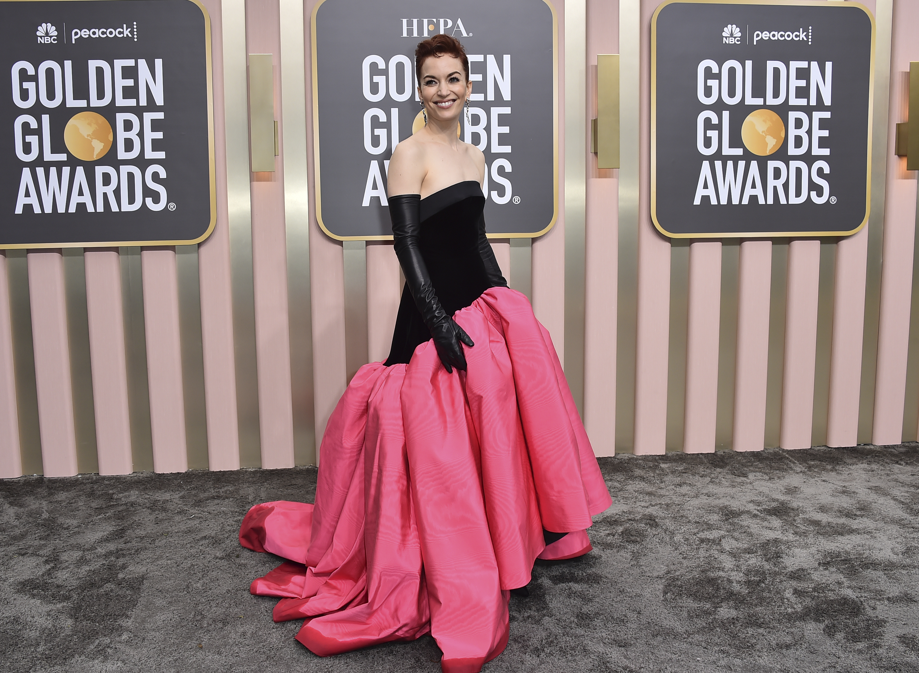 Britt Lower arrives at the 80th annual Golden Globe Awards at the Beverly Hilton Hotel on Tuesday, Jan. 10, 2023, in Beverly Hills, Calif. (Photo by Jordan Strauss/Invision/AP)