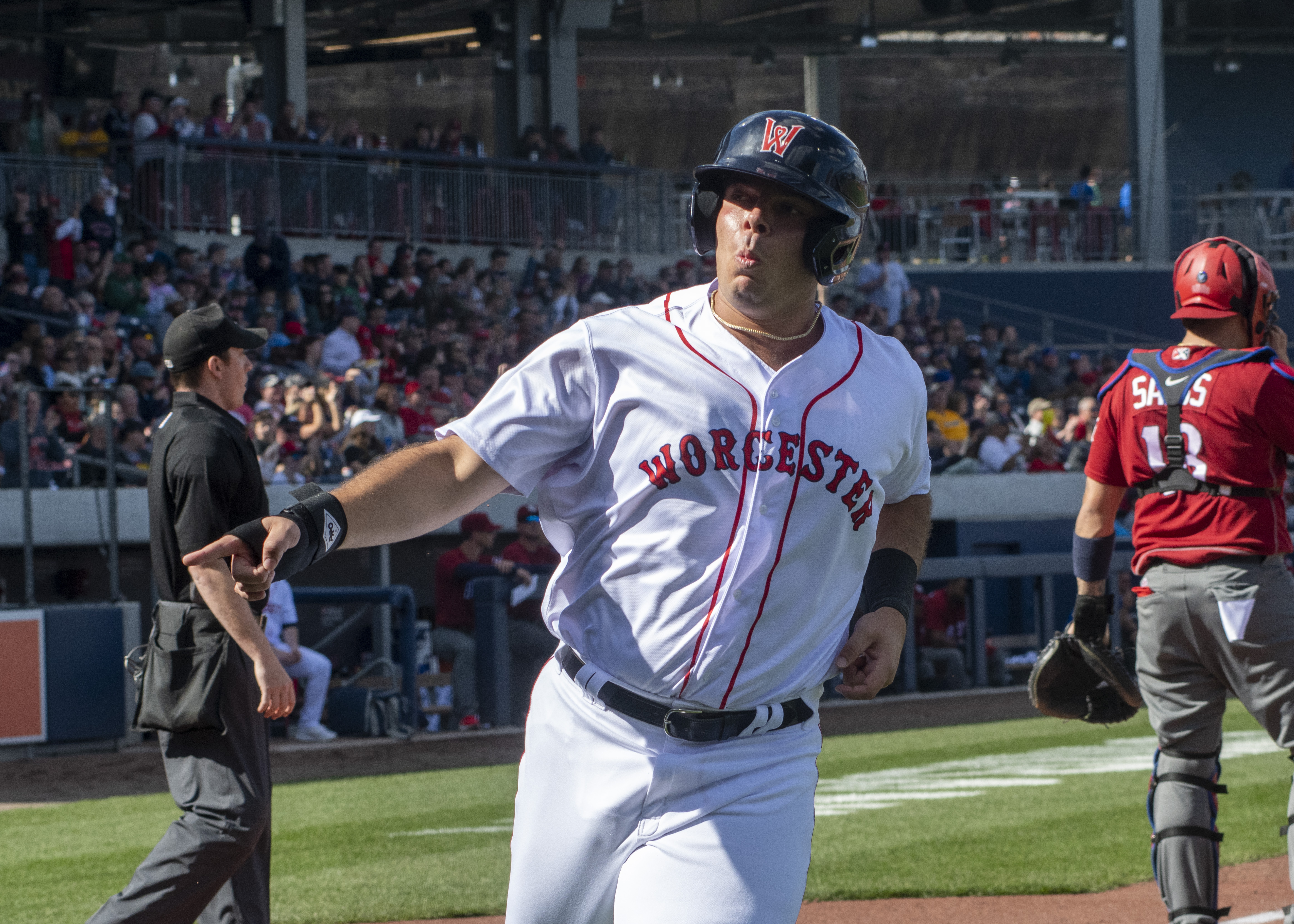 I cover the WooSox and I snapped these shots of Triston Casas rounding the  bases on a home run last night. The kid's a beast. : r/redsox