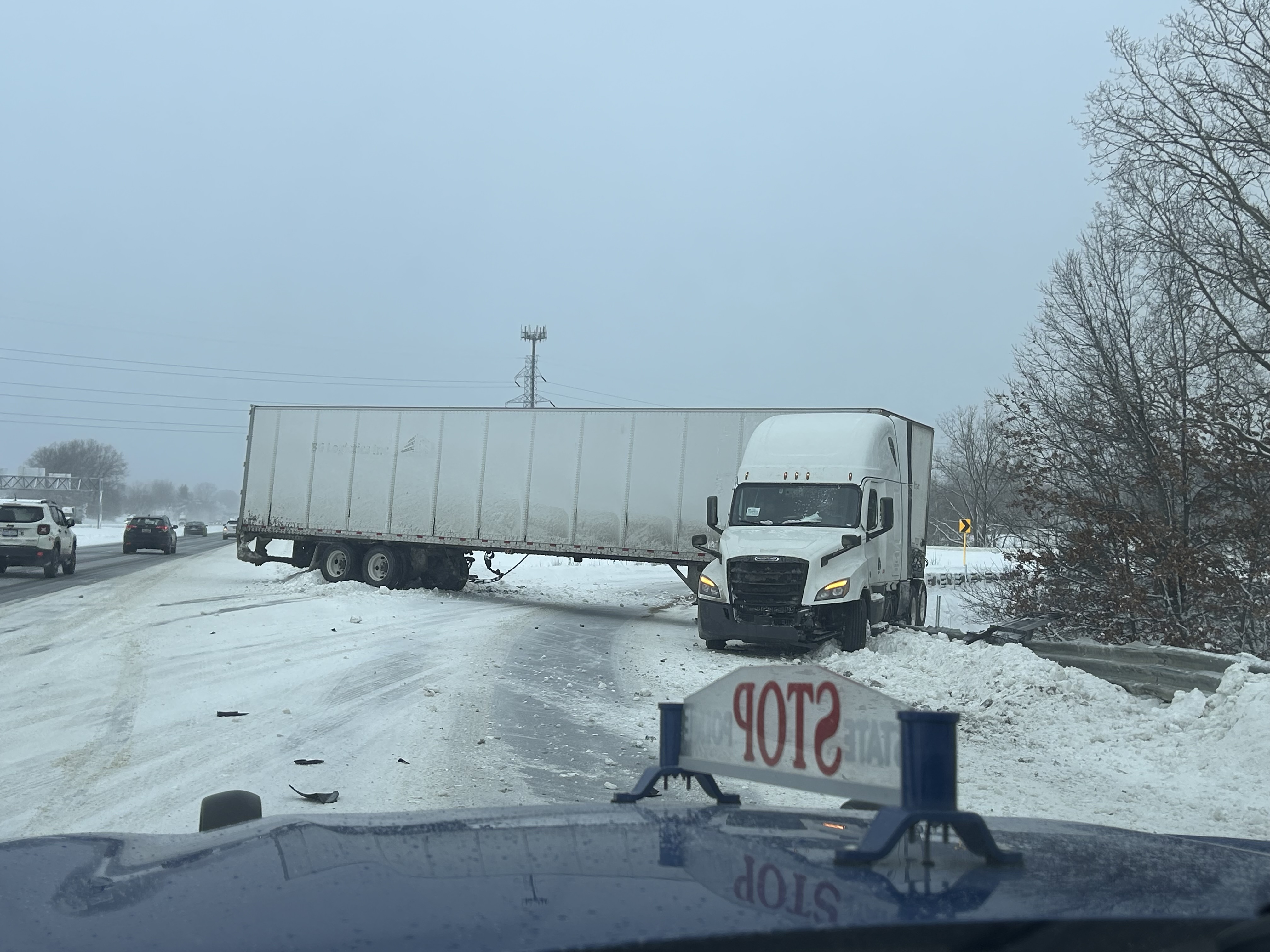 Jackknifed Semi Closes I-96 Exit Near Grand Rapids