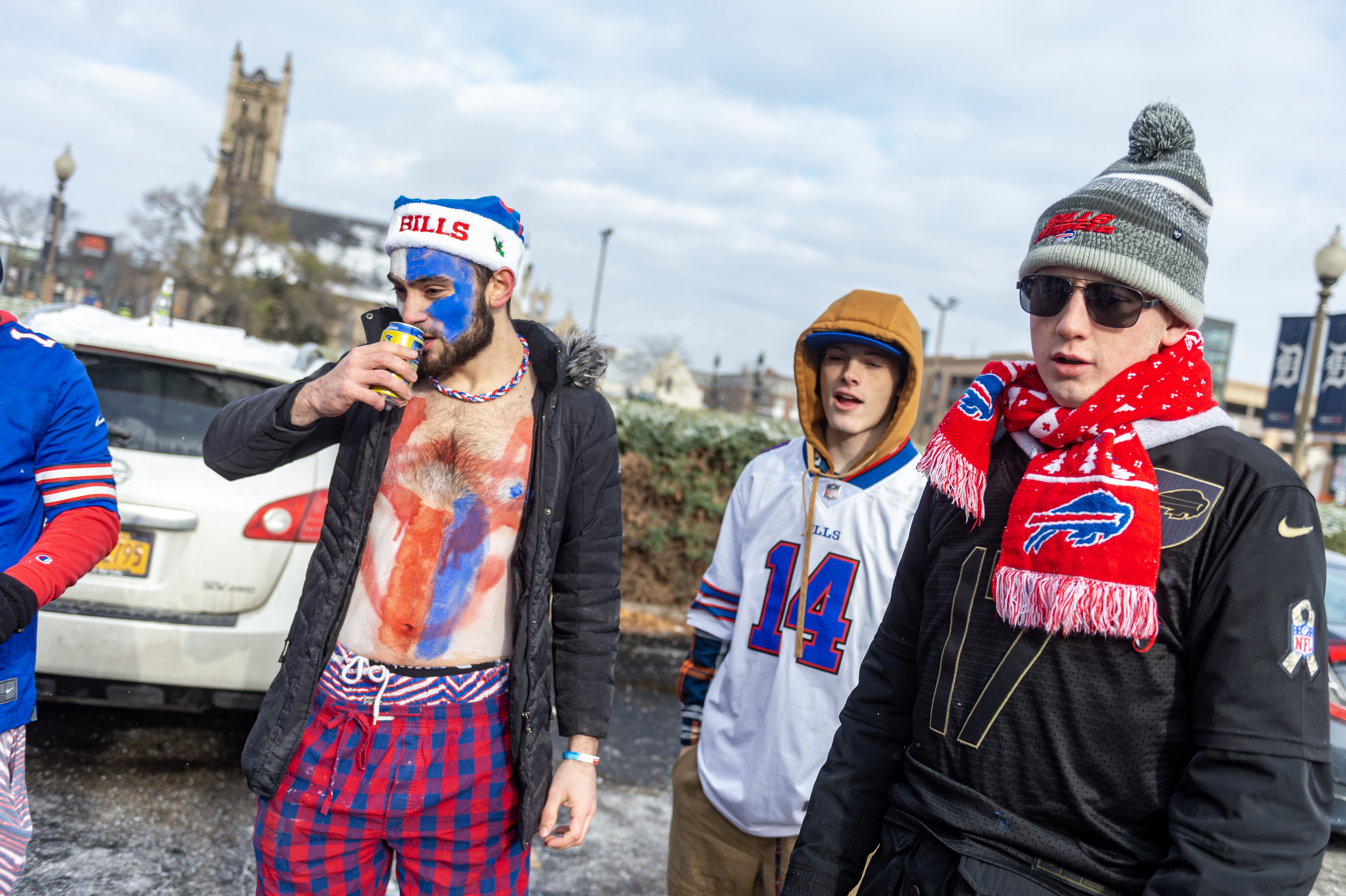 Buffalo Bills fans tailgate before taking on Cleveland at Ford Field