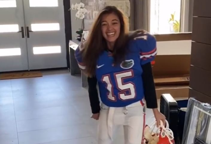 Tim Tebow's wife Demi-Leigh mimics his Florida Gators speech