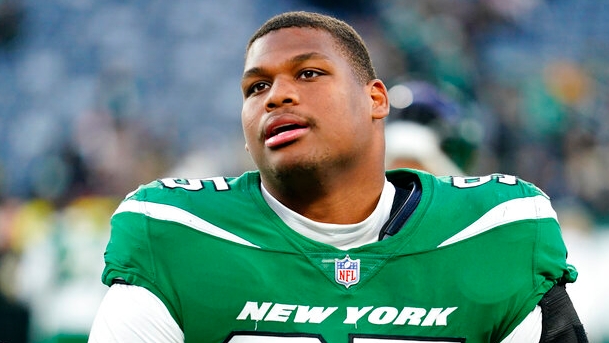 November 04, 2021: New York Jets defensive lineman Quinnen Williams (95)  during NFL football game action between the New York Jets and the  Indianapolis Colts at Lucas Oil Stadium in Indianapolis, Indiana.