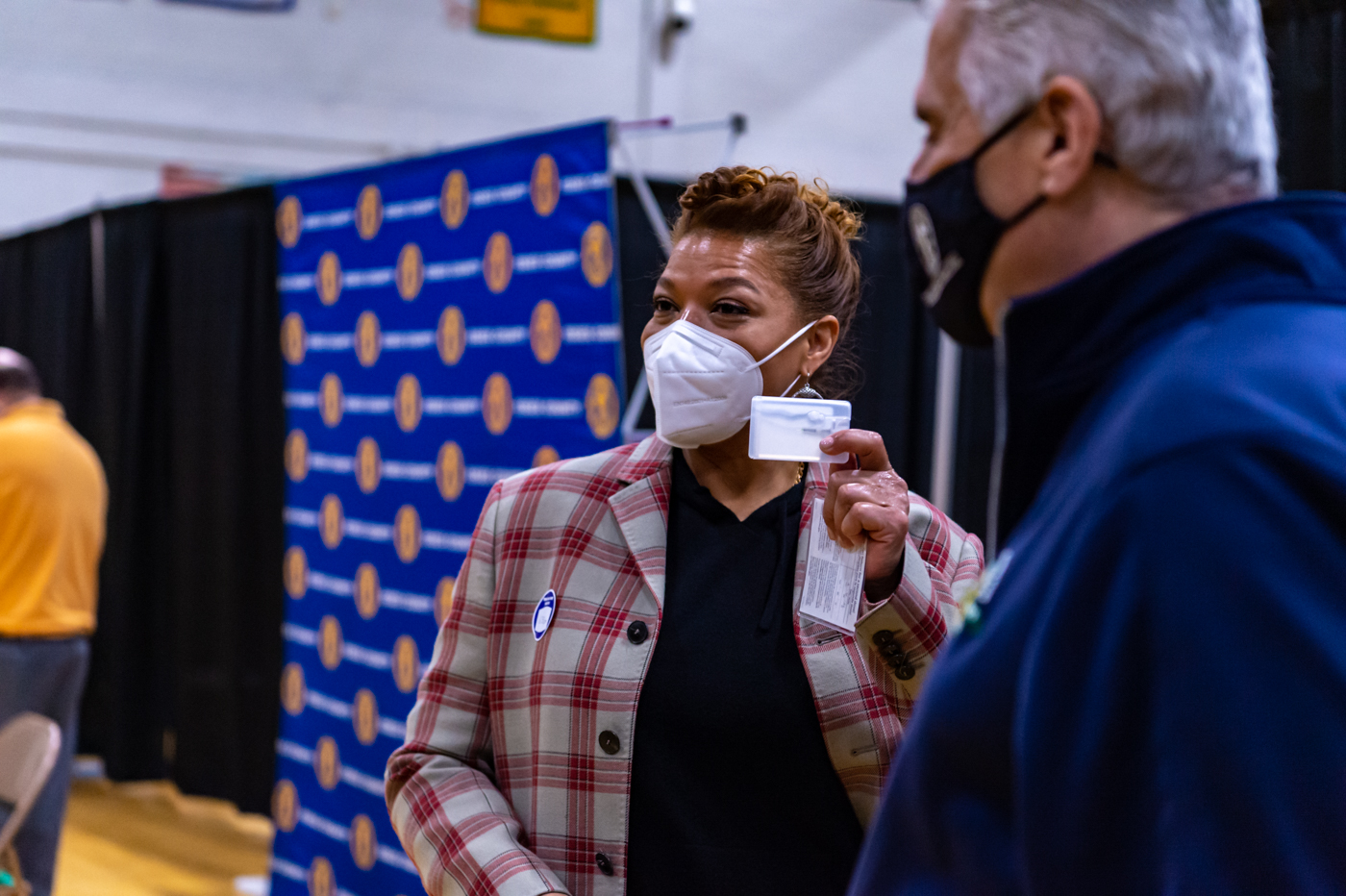 Queen Latifah at Vaccination Center