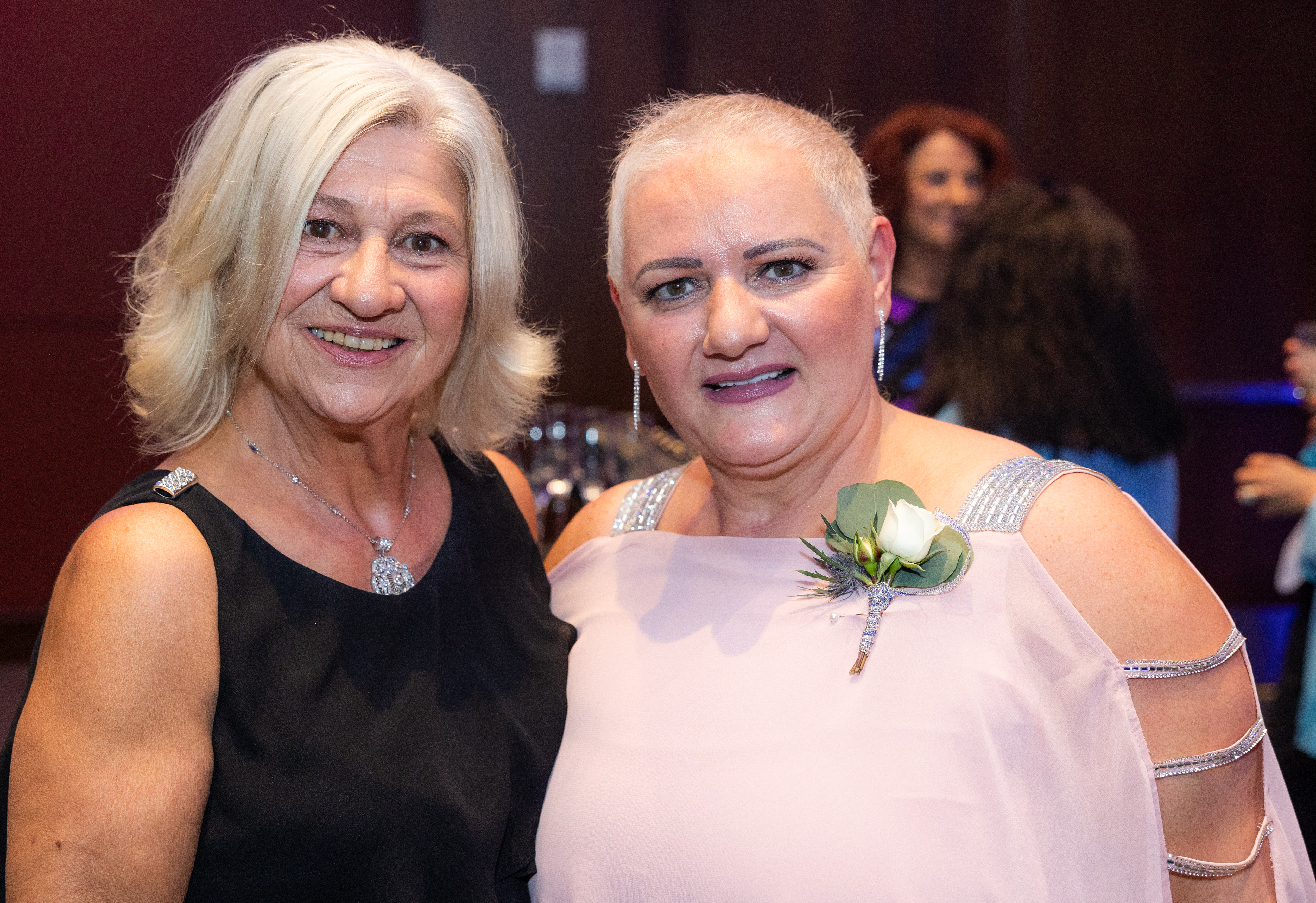 Finalists and sisters-in-law Maria Lepage and Silvana Cardaropoli, a Howdy Award winner, at the 25th annual Howdy Awards for Hospitality Excellence held at the MassMutual Center Monday evening, May 16, 2022. (Hoang ‘Leon’ Nguyen / The Republican)
