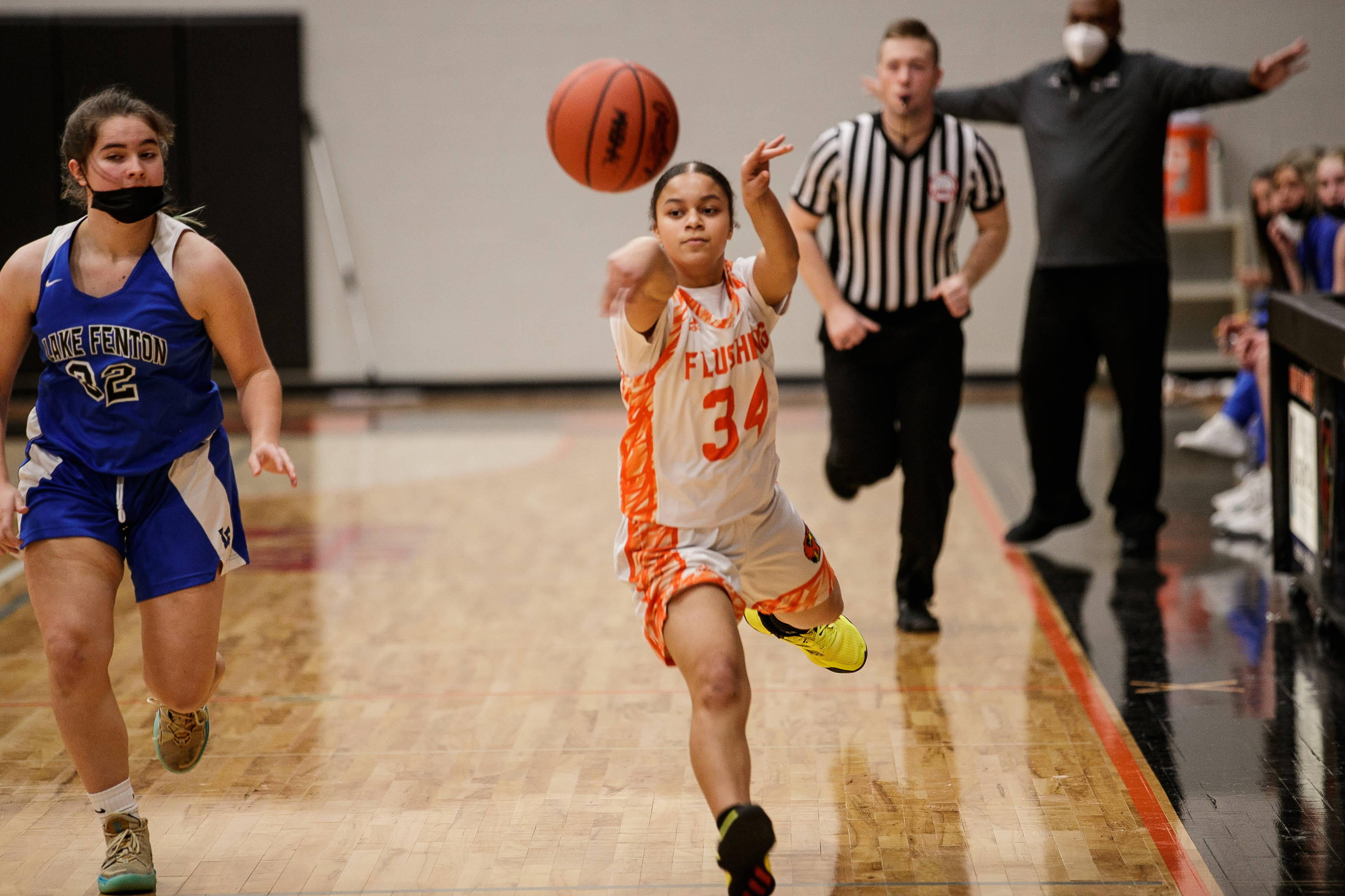 Flushing girls varsity basketball defeats Lake Fenton