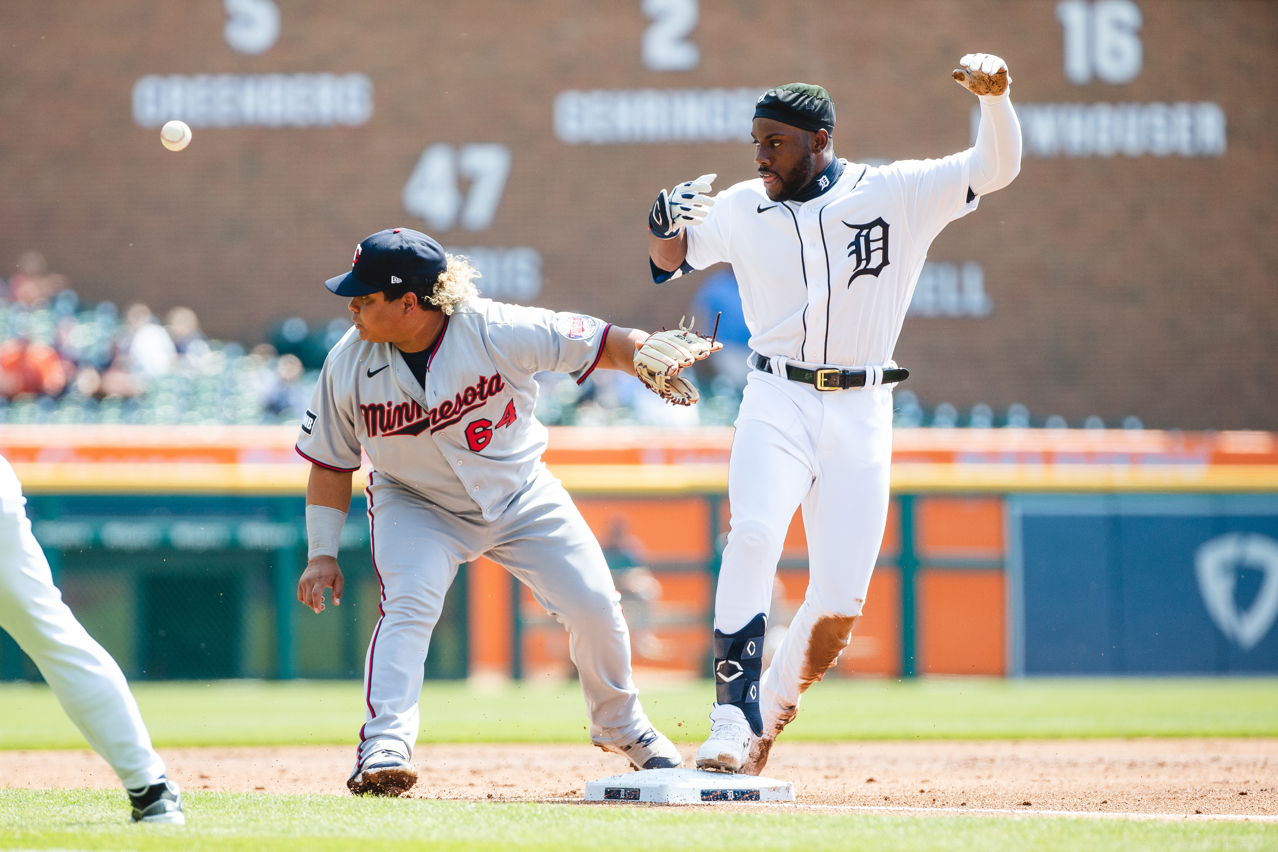 Akil Baddoo of the Detroit Tigers breaks out of the batter's box on a