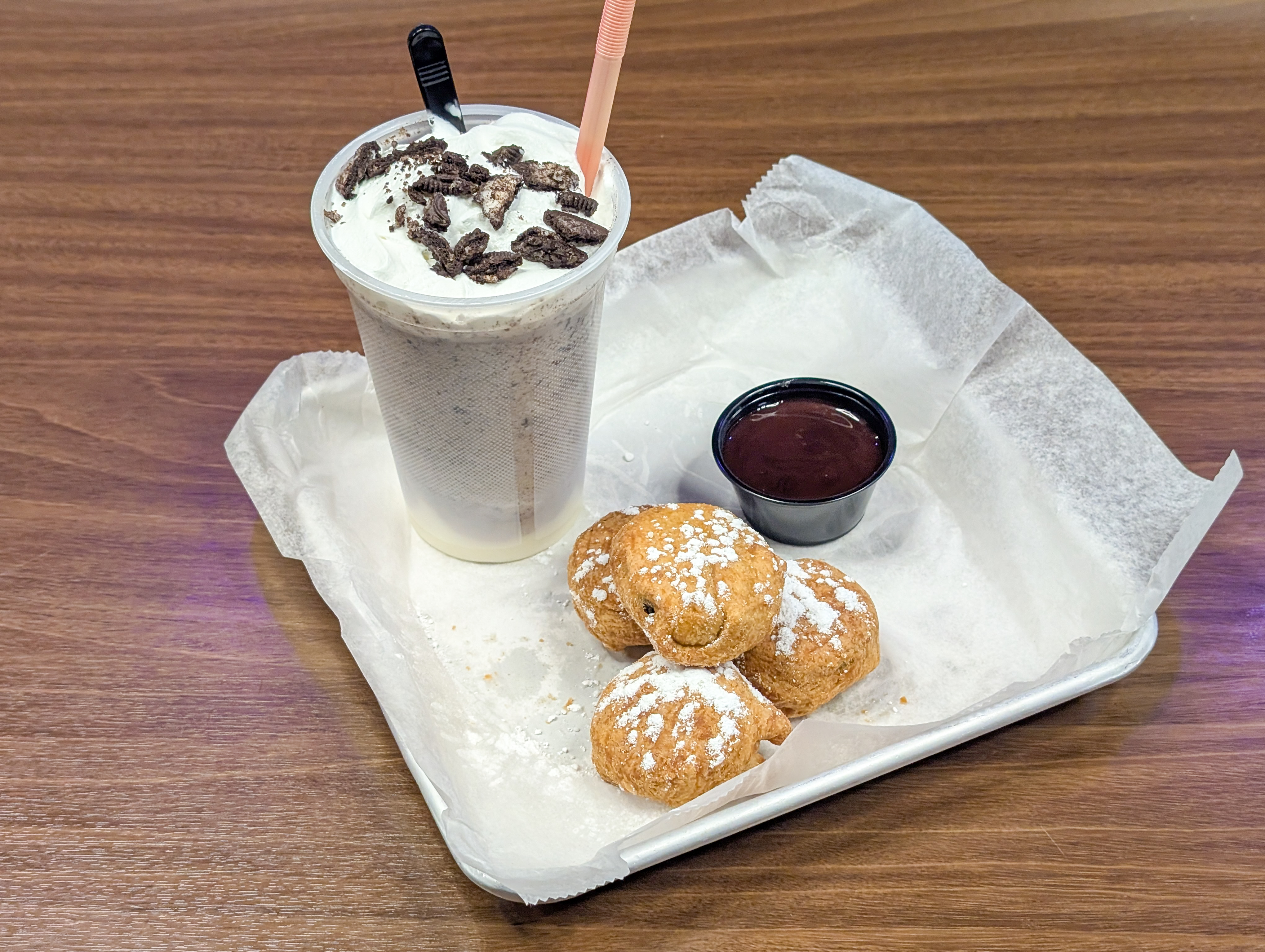 An Oreo milkshake and fried Oreos at Apex Entertainment Marlborough.