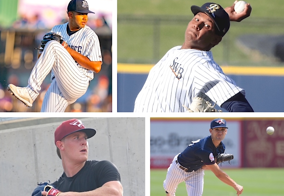 Trenton, New Jersey, USA. 18th June, 2019. The New York Yankees' number  four prospect, 20-year-old pitcher DEIVI GARCIA of the Trenton Thunder, was  promoted to the Scranton/Wilkes-Barre RailRiders today after he was