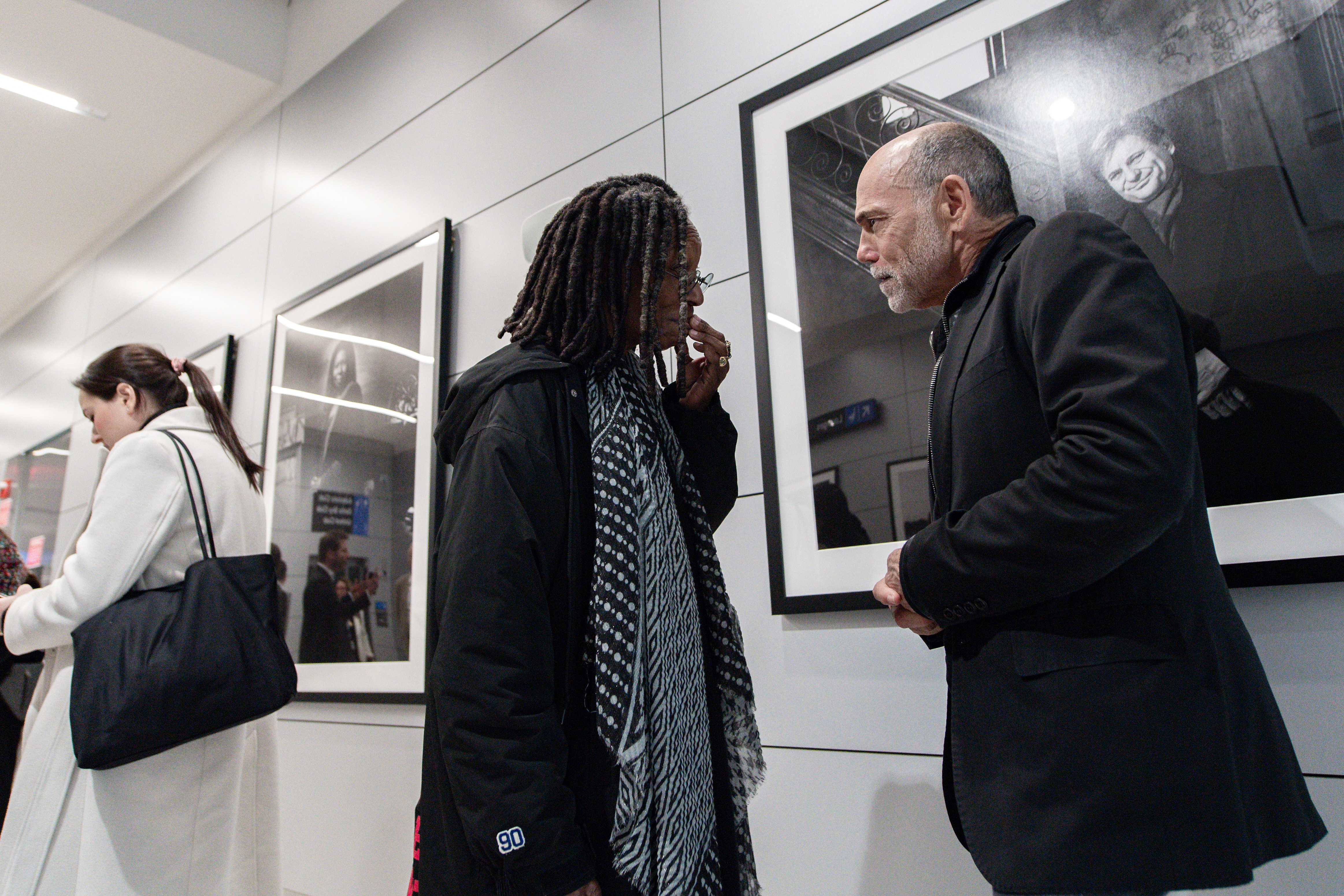 Actress/Comedian Whoopi Goldberg talks with Portraitist Timothy White on the opening of a photograph exhibit referred to as "What Exit: The Spirit of New Jersey: Photographs by Timothy White”, at Newark Liberty International Airport. Saturday, January 17, 2026