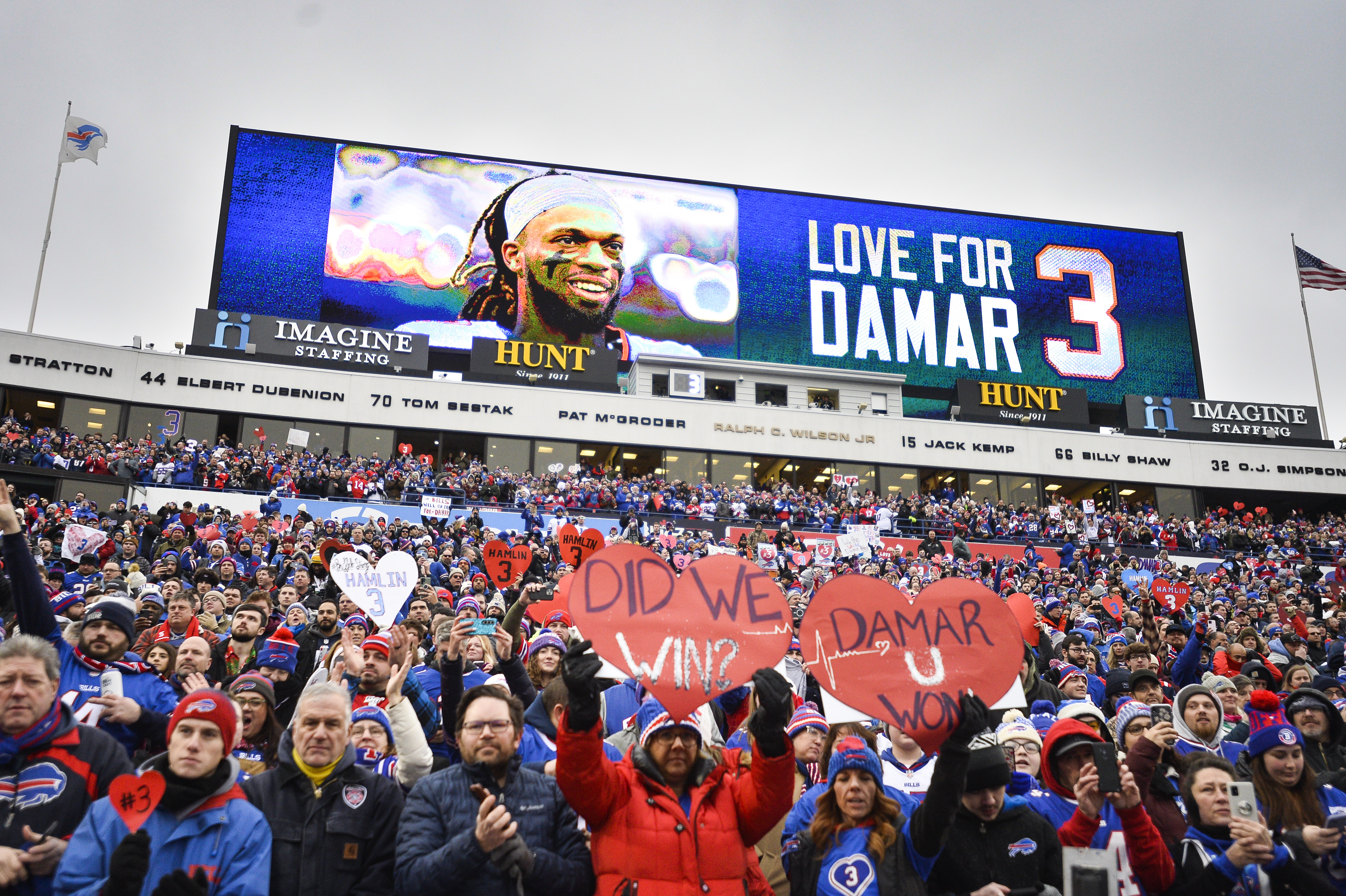 Buffalo Bills quarterback Josh Allen honoring Damar Hamlin ahead of their  game against the New England Patriots. 